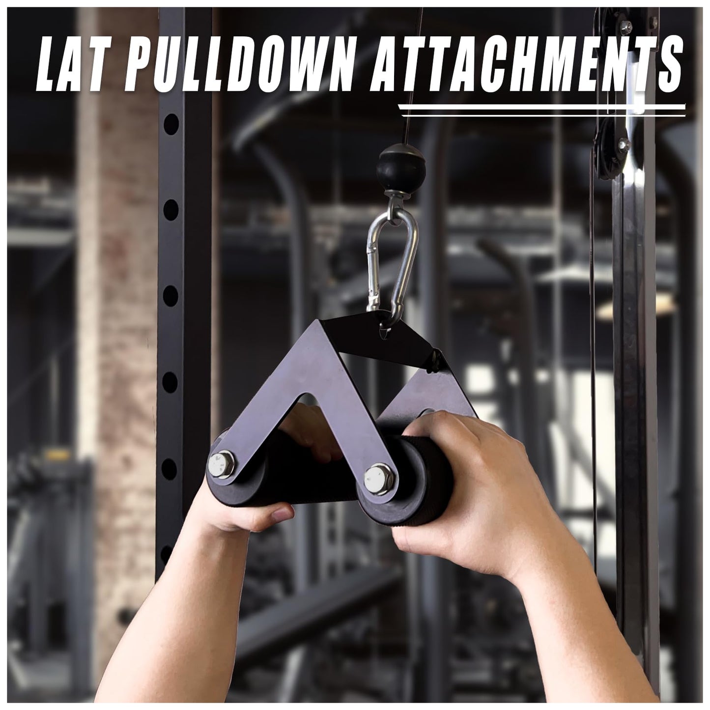 Arm Wrestling Handles, Fat Armwresting Training Equipment Lat Pulldown Attachments D Handle, V Bar Cable Machine Attachments, Gym Handles for Forearm, Wrist Strength Training Equipment (Large Grip)