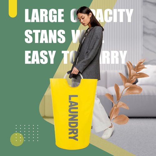 Caroeas 95L Pro Large Laundry Basket - Waterproof Hamper with Padded Handles | Collapsible Design in Yellow