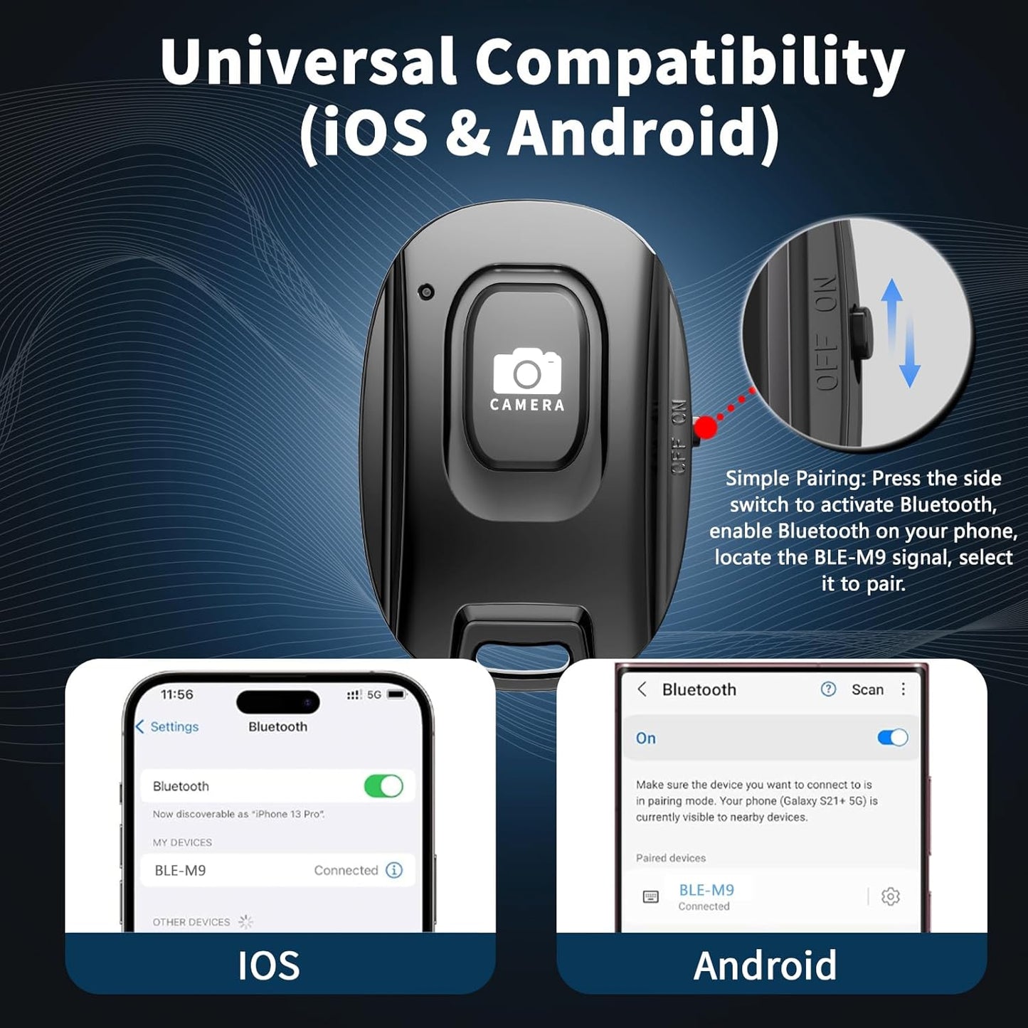 MAIRAN 2 Pack Rechargeable Wireless Camera Remote Shutter for iPhone and Android Smartphones, Bluetooth Phone Remote