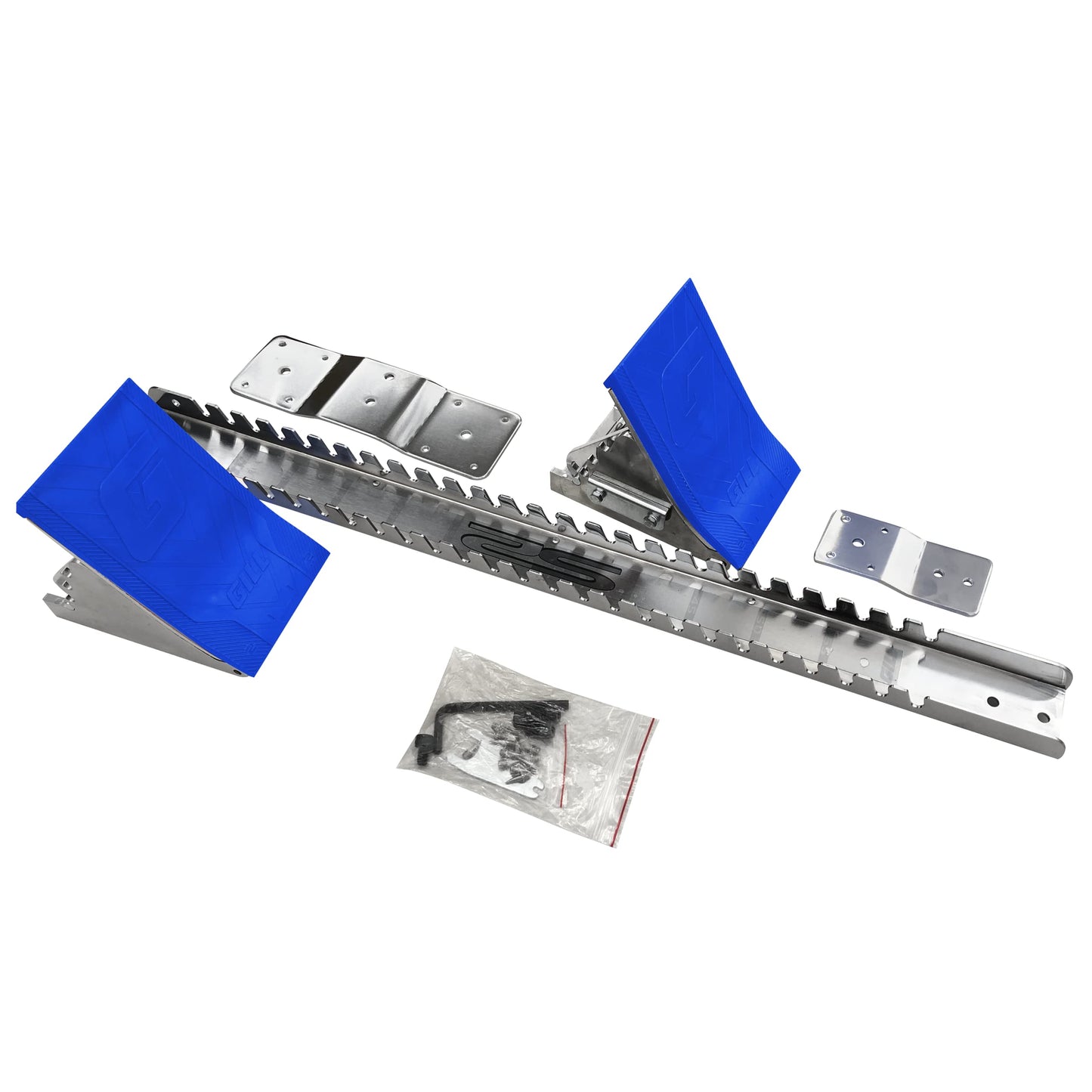 Gill Athletics S2 Starting Block 8" Tall Cast Aluminum Pedals - Designed for High Level Track & Field Competition - Pedals Feature Four Angle Adjustments - Includes 1⁄2” Pyramid Spikes - Royal Blue