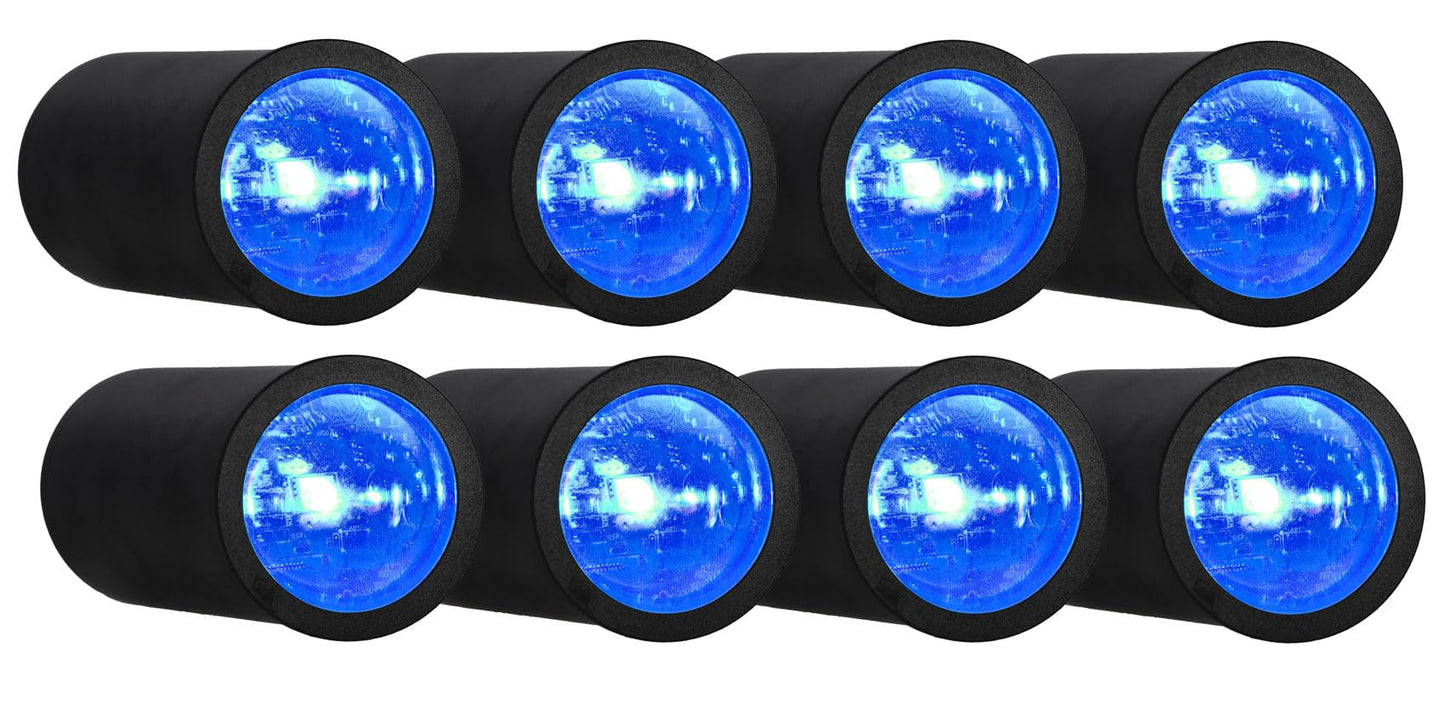 Rockville 8 Pack MINI Halo Black DJ Wash Lights + Bag, Wireless DMX, 17 Hour Battery, Wireless DMX, RF Remote