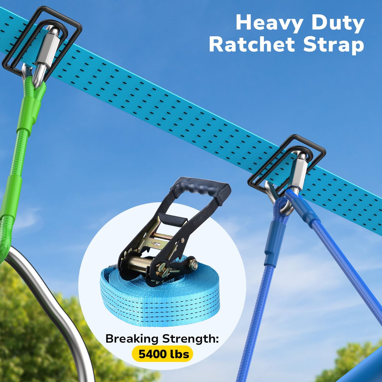 Hapfan 50 FT Ninja Warrior Obstacle Course Swing Set for Kids with Weather-Proof Accessories, Outdoor Playset with Monkey Bars for Backyard
