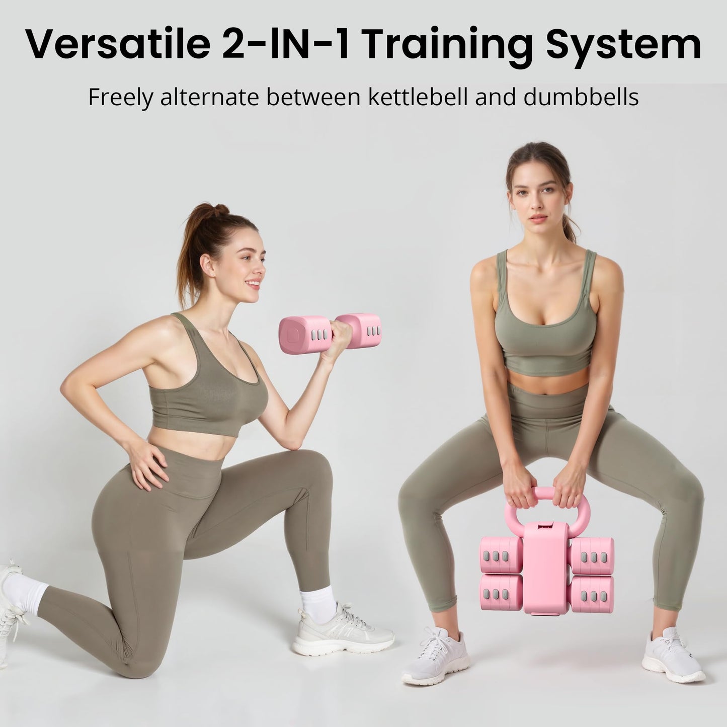 2-in-1 Adjustable Dumbbell Set for Women - 4 Levels (2.2lbs to 12.1lbs) - Home Gym Weights for Women at Home - Fitness Dumbbells