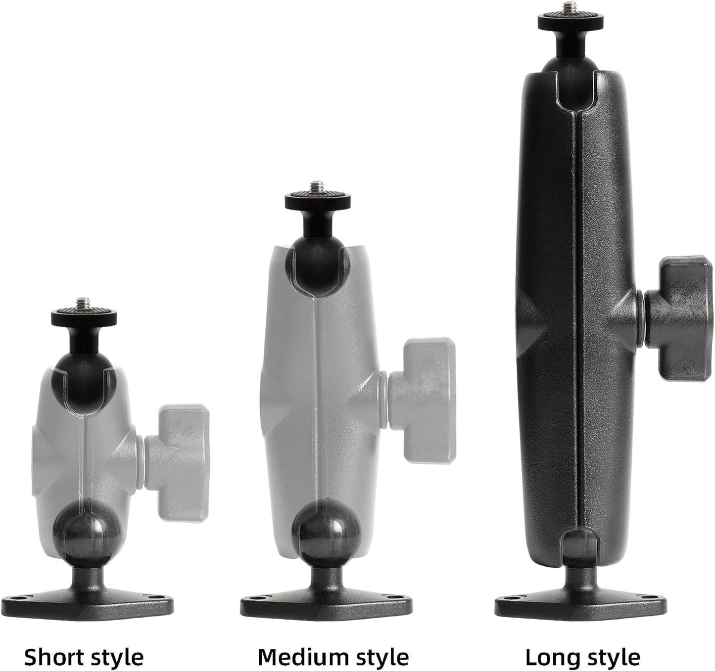xik 1/4"-20 5.91 inch 1" Heavy Duty Thread Mount: Aluminum Long Arm with Double Ball Head & Ball- Rhombic Base - Fits