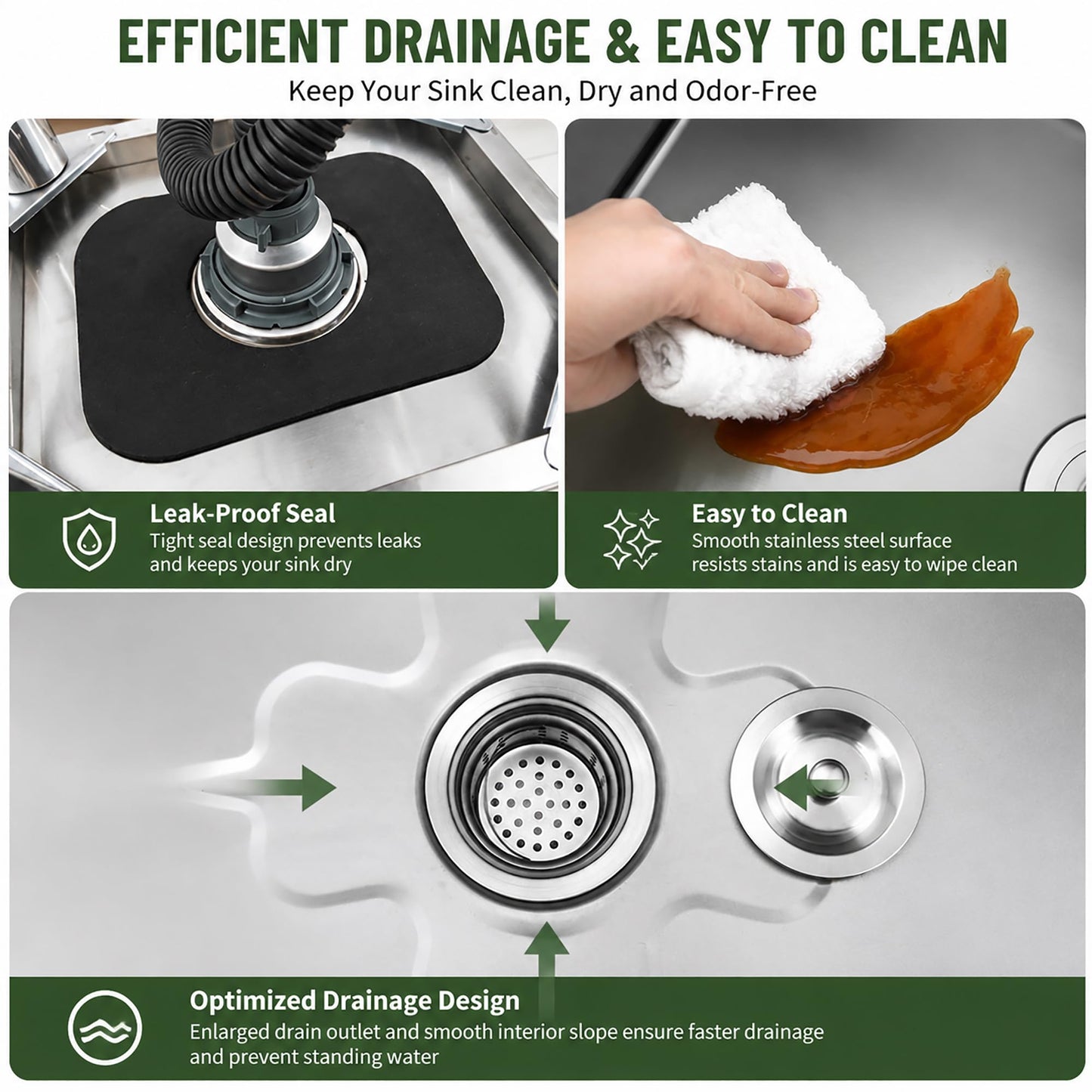 CYGJYZOD Floor Mop Sink With Drainage/Strainer,stainless steel utility sink,304 Stainless Steel,for Laundry Room,Kitchen, Restaurant, Garages (23.6"L x 16.1"W x 21.6"H)