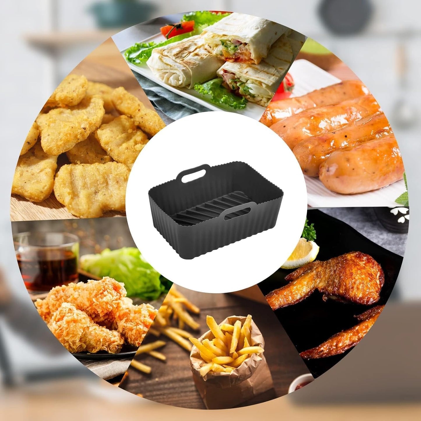 Ninja Foodi Silicone Air Fryer Liners - Non-Stick, Reusable 2-Piece Set for 8 QT Baskets
