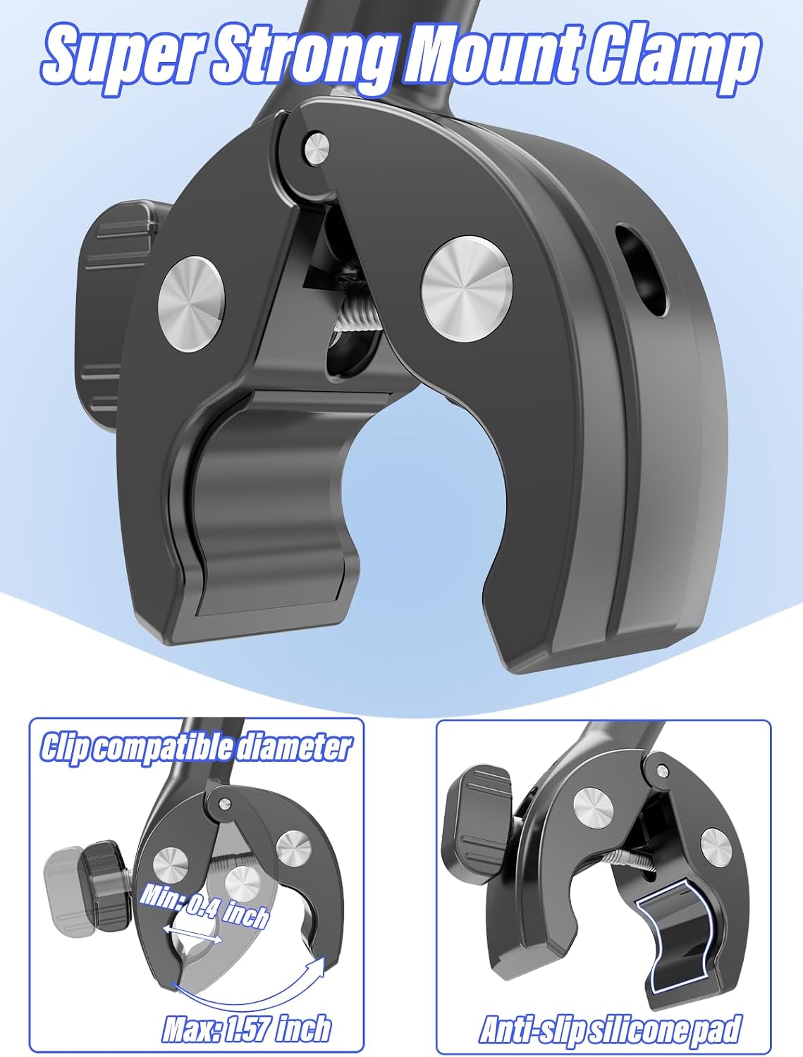 Charchendo 1/4 3/8" 5/8" 13/Logitech 360/Field Metal Gooseneck Clamp Camera Mount for Sailing with Screw, Cameras Large