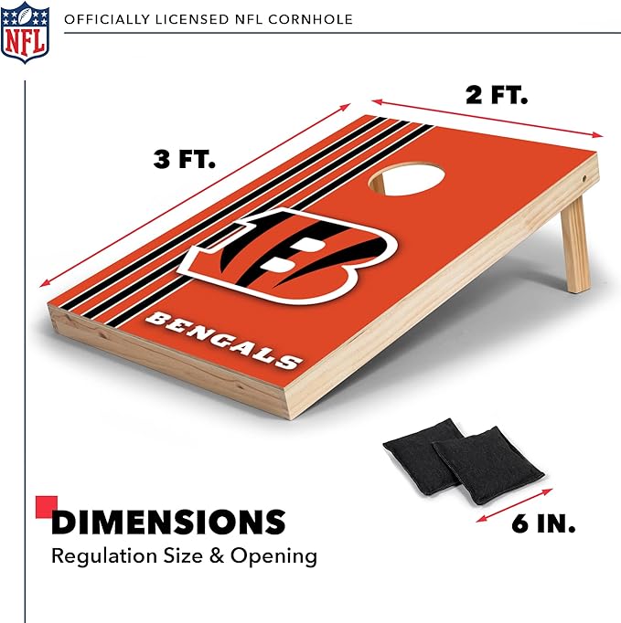 NFL 2' x 3' Solid Wood Cornhole Set with Direct Print HD Team Graphics – Great Gift for Any Football Fan! Bean Bag Toss Family Outdoor Games