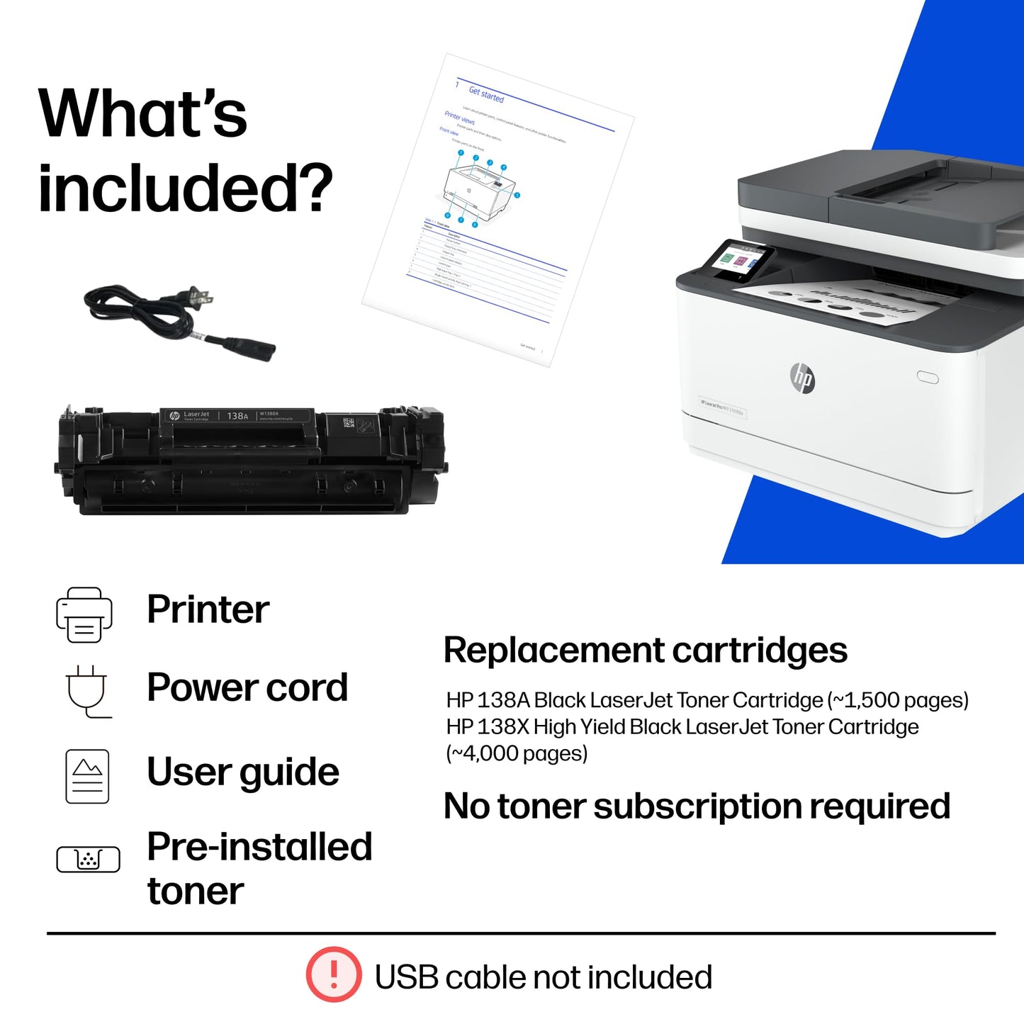 HP LaserJet Pro MFP 3101fdw Wireless Black & White All-in-One Laser Printer, Scanner, Copier, Fax, Best-for-Office (3G628F)