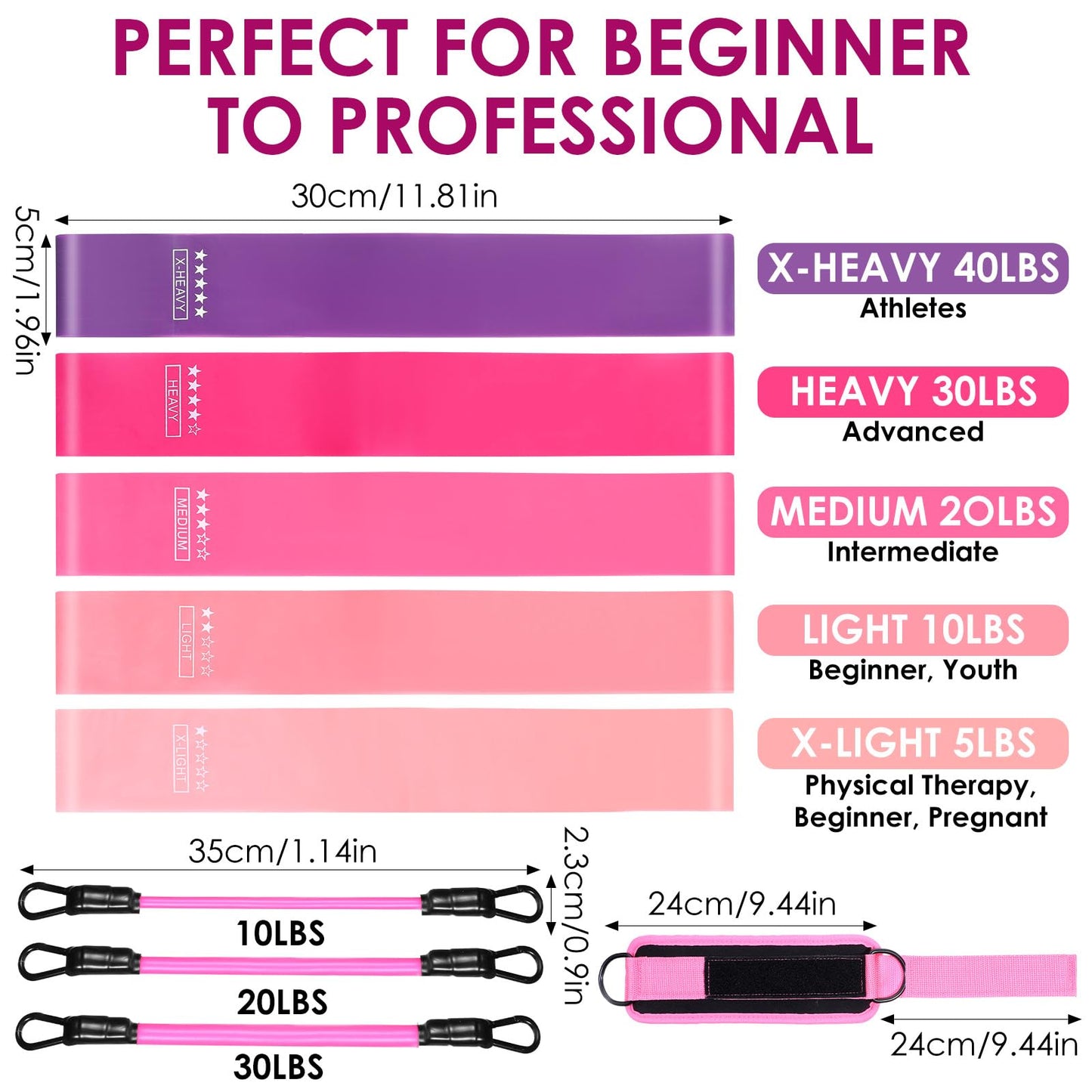 YBEATY Resistance Bands Set, Adjustable Ankle Exercise Bands with Cuffs Home Gym Workout Fitness Equipment with Carry Bag for Women Leg Booty Butt Lift Kickbacks Hip Training Working Out Yoga