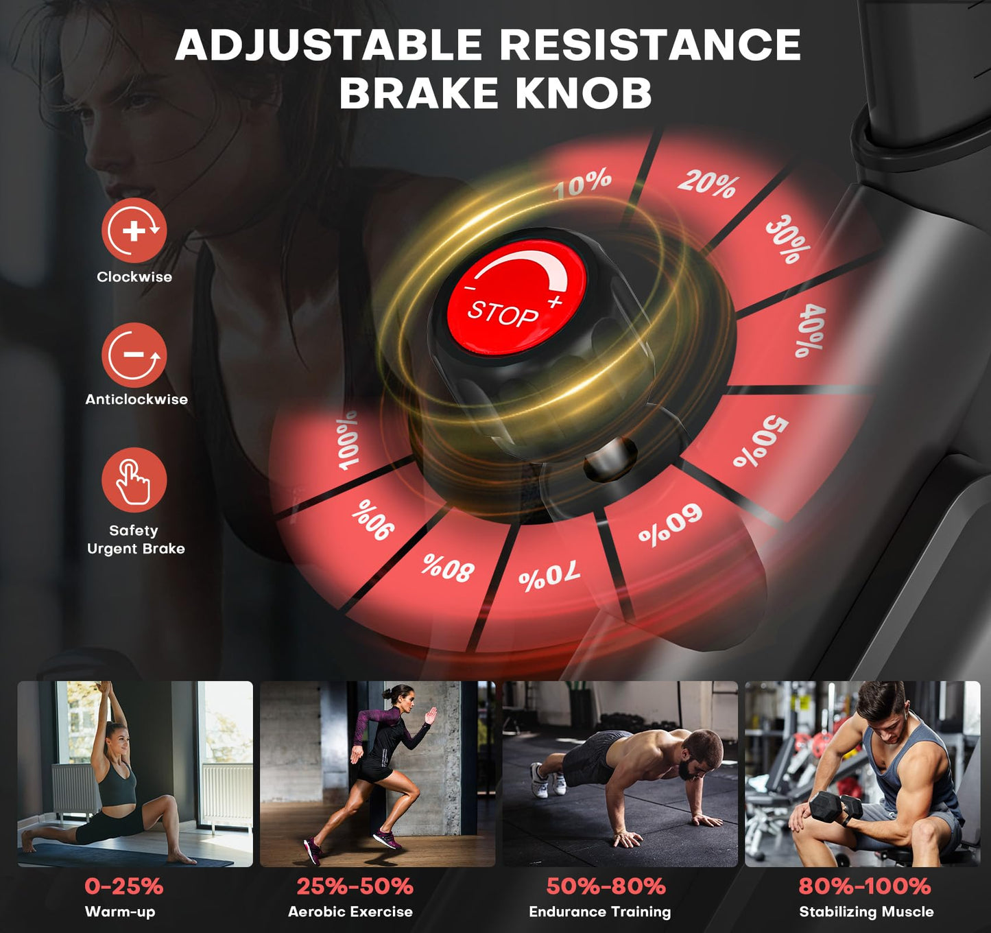 Exercise Bike, Magnetic Resistance Stationary Bikes for Home with App Compatible, Silent Indoor Cycling Bike with 350lbs Weight Capacity Comfortable Seat, Digital Monitor & Phone Mount, Black Red