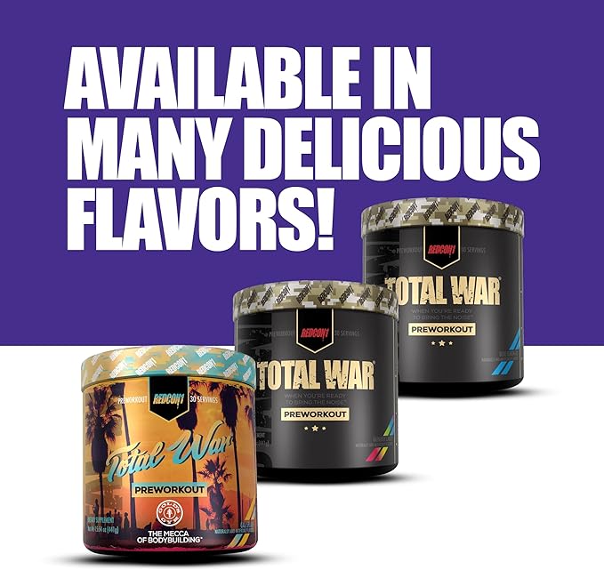 REDCON1 Total War Pre Workout, Sour Gummy Bear - Fast Acting Caffeinated Preworkout for Men + Women with Beta Alanine - Contains Citrulline Malate for Increased Pump, Blood Flow (30 Servings)