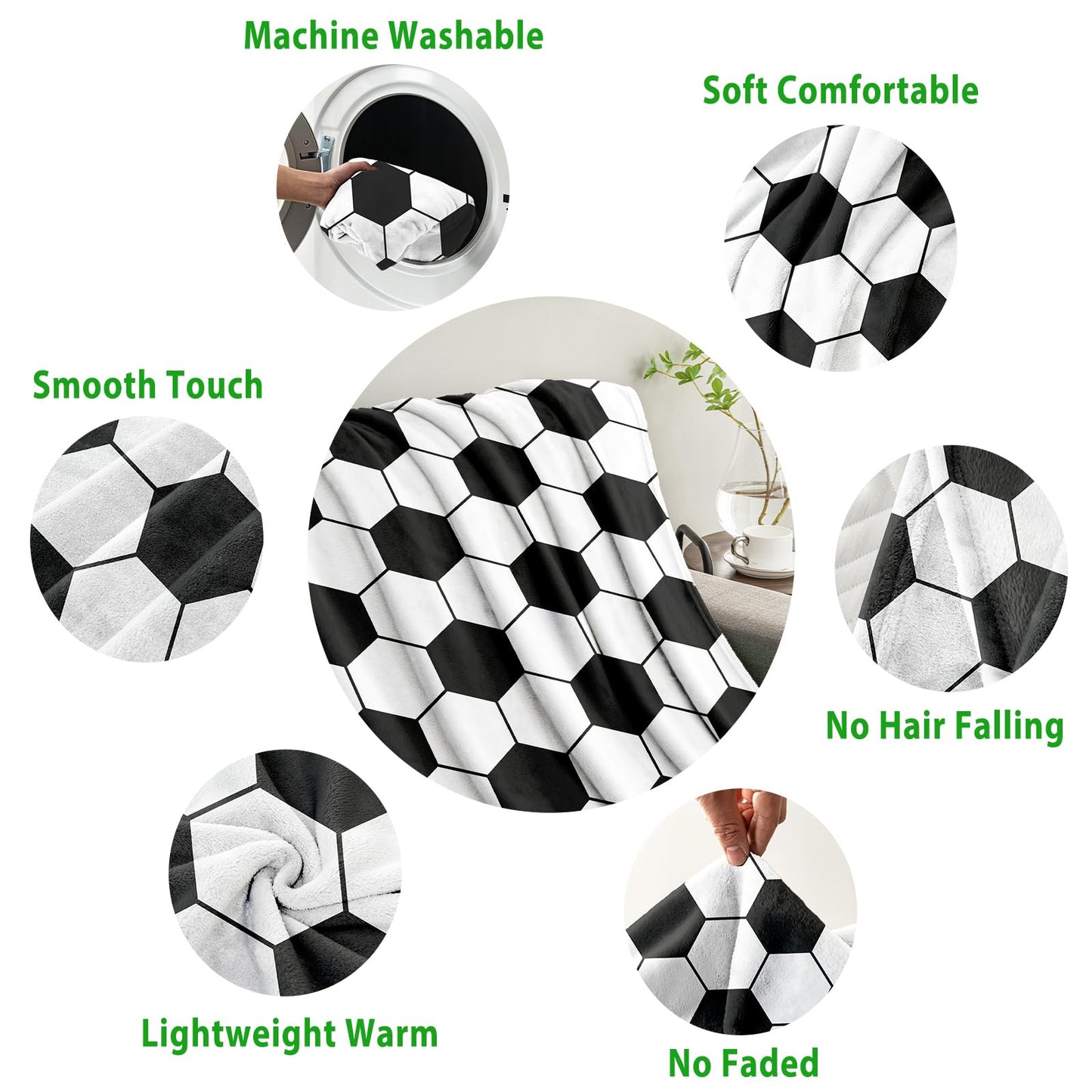 KING DARE Soccer Blanket, Soccer Gifts for Boys Girls 6-8-12, Unique Soccer Stuff Gifts for Soccer Lover, Soft Fleece Soccer Throw Blankets for Kids 50x60 Inch