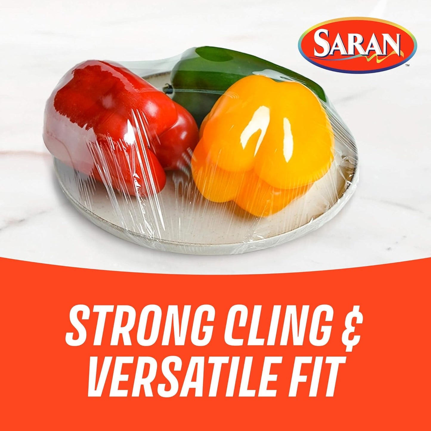 Saran Cling Plus Clear Plastic Wrap - Easy Dispense Food Storage, 200 Sq Ft Roll