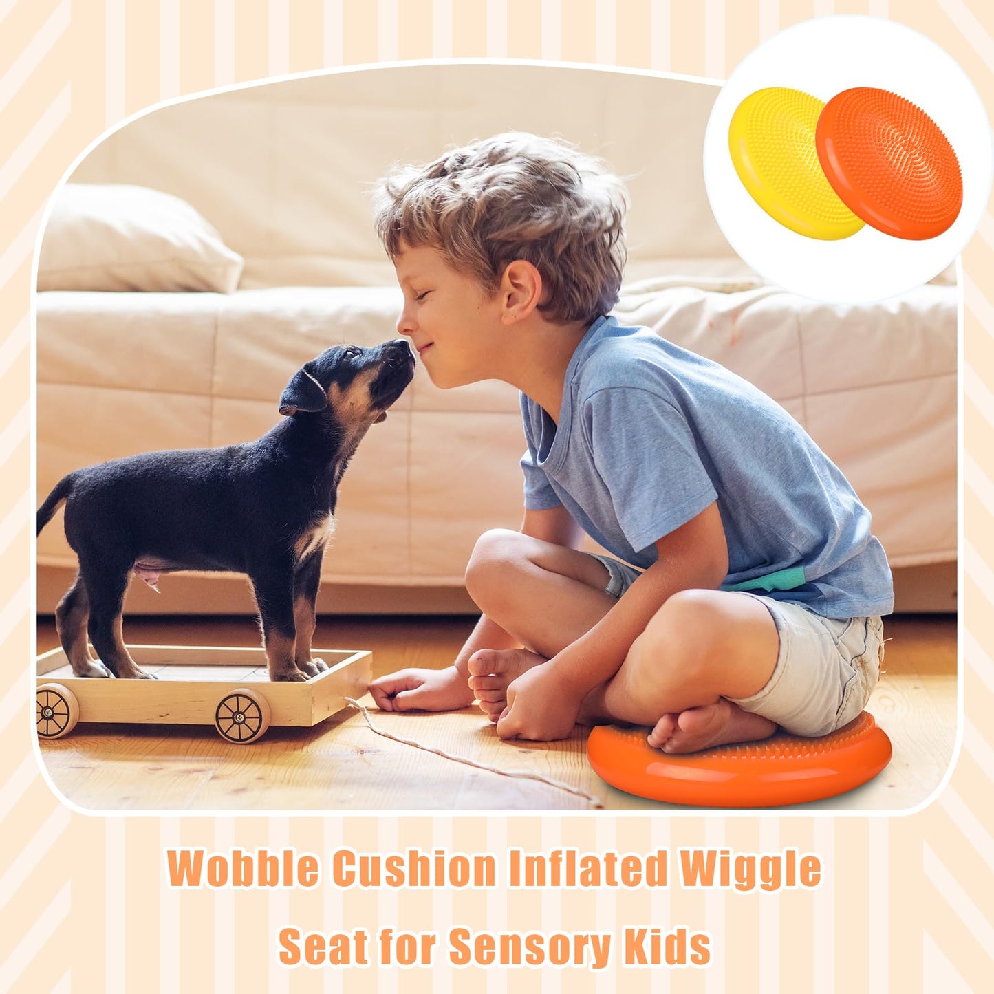 Silipull 2 Pcs Wiggle Seat Inflated Wobble Cushion Flexible Balance Disc with Air Pump for Core Stability Strengthening Improving Posture Physical Exercise(Orange and Yellow)