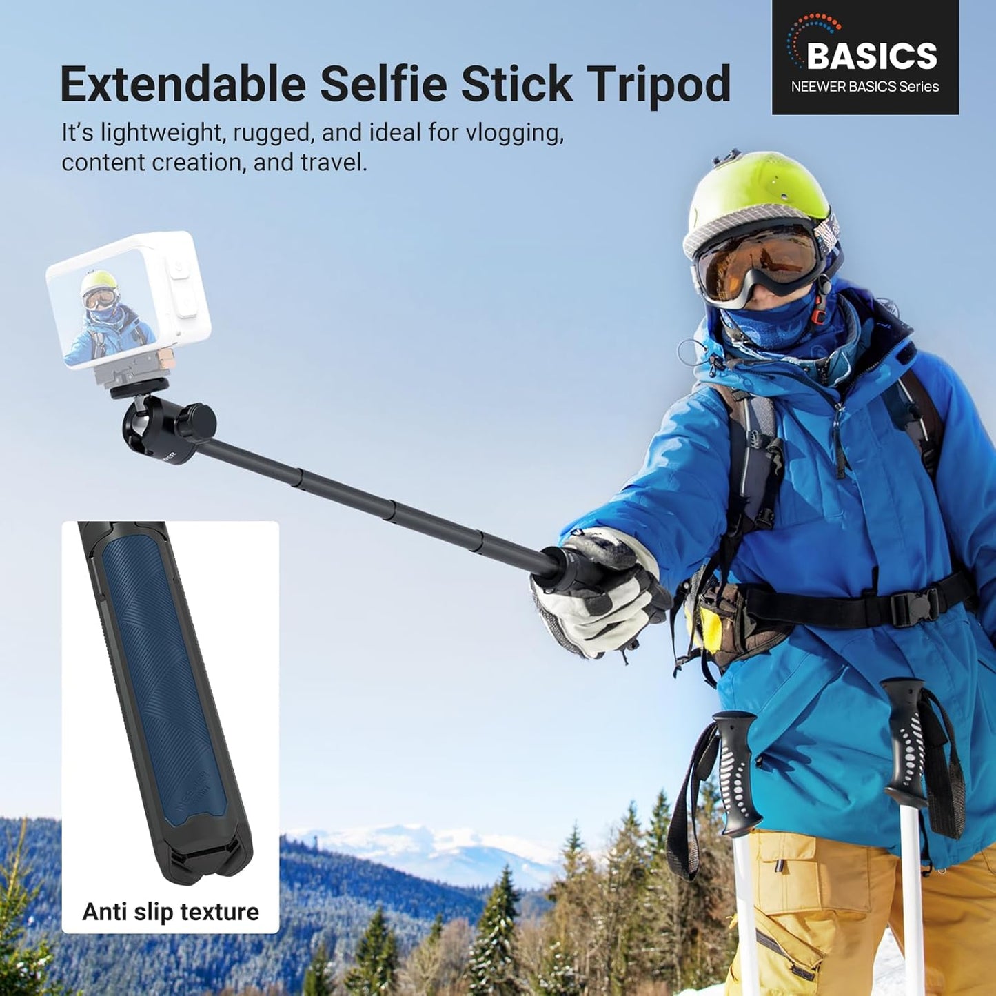 G7X ZV-1 RX100 A6400 A6600 DT001 NEEWER Basics Extendable Selfie Stick Tripod, Metal Portable Stand Handle Grip