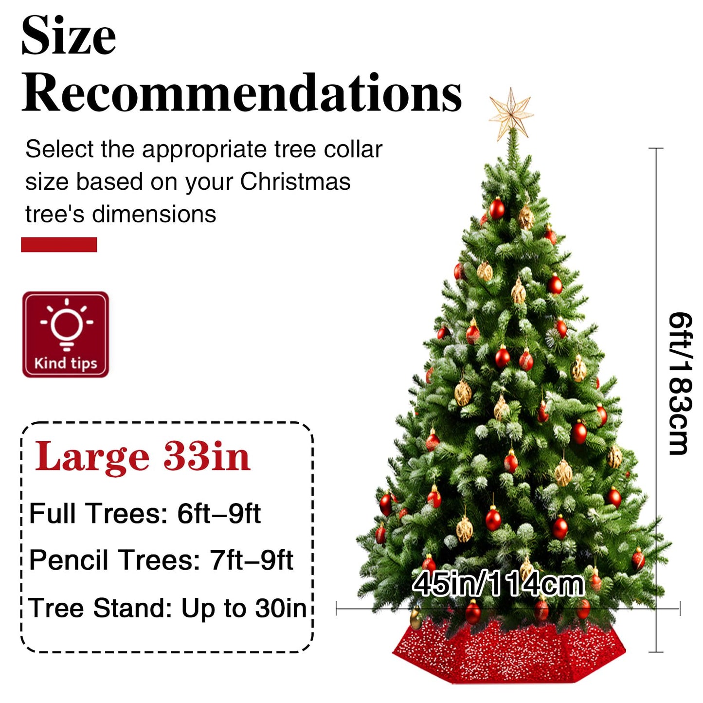 XmasExp Christmas Tree Collar 33.5 inch Sequin Tree Skirt for Christmas Holiday Home Decor Xmas Tree Ring Stand Base Cover Large Size 6 Piece Silvergrey