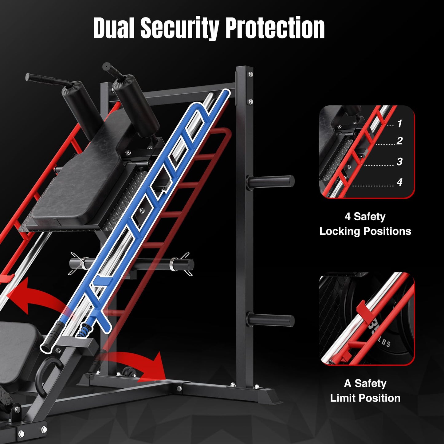 Dripex Leg Press Machine, Hack Squat Machine, Professional Leg Press Machines for Home Gym with 4 Weight Plate Storage Holders, Transport Wheels for Full Lower Body Workout-Weight Plates Not Included