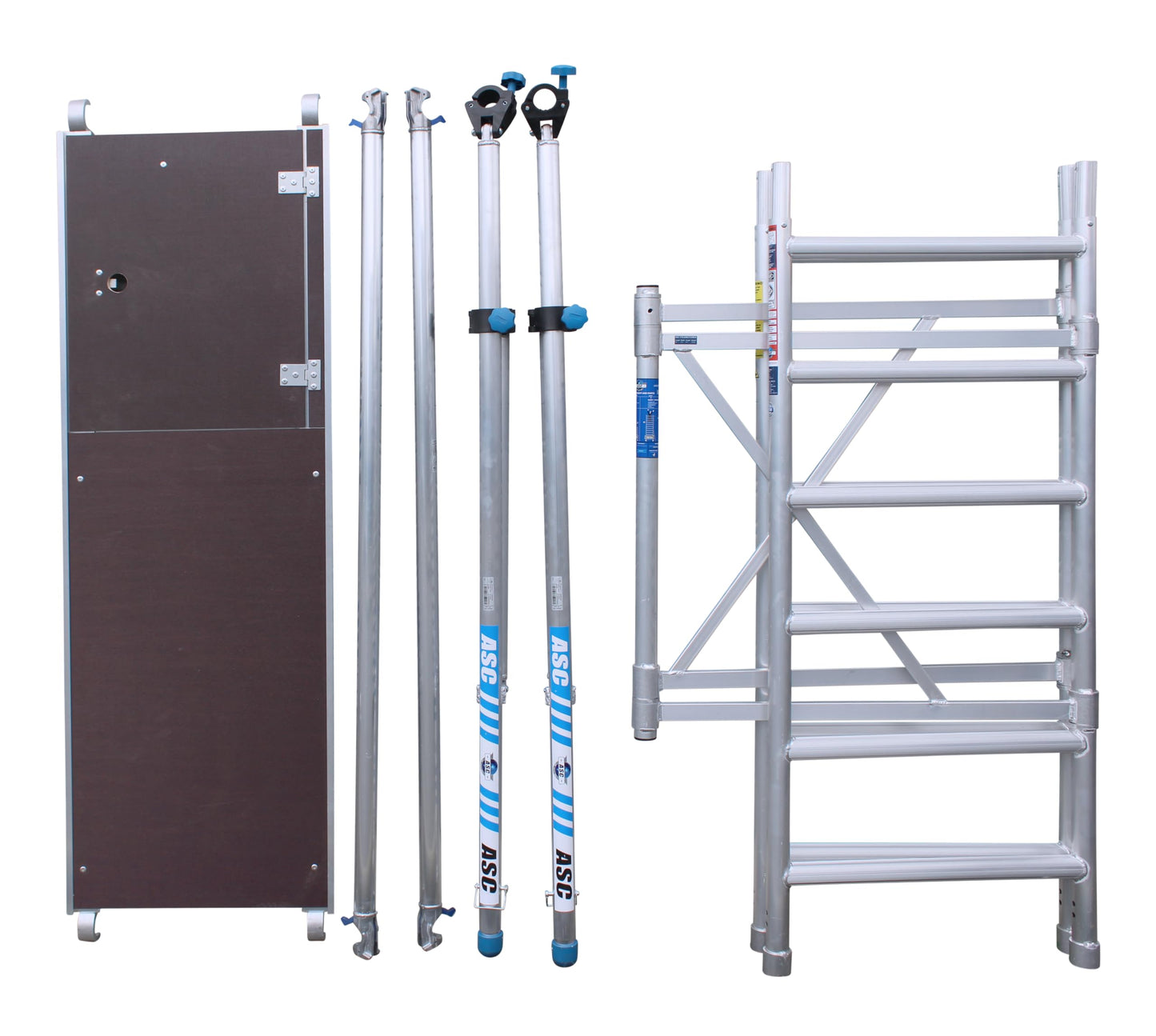 ASC Group A-Line Aluminum Scaffold Advanced | Stackable Folding Tower with Hatch | Stacked Load Capacity of 1000 lbs | 8'8" Stacked Platform Height - 16'4" Working Height | Multipurpose Scaffolding