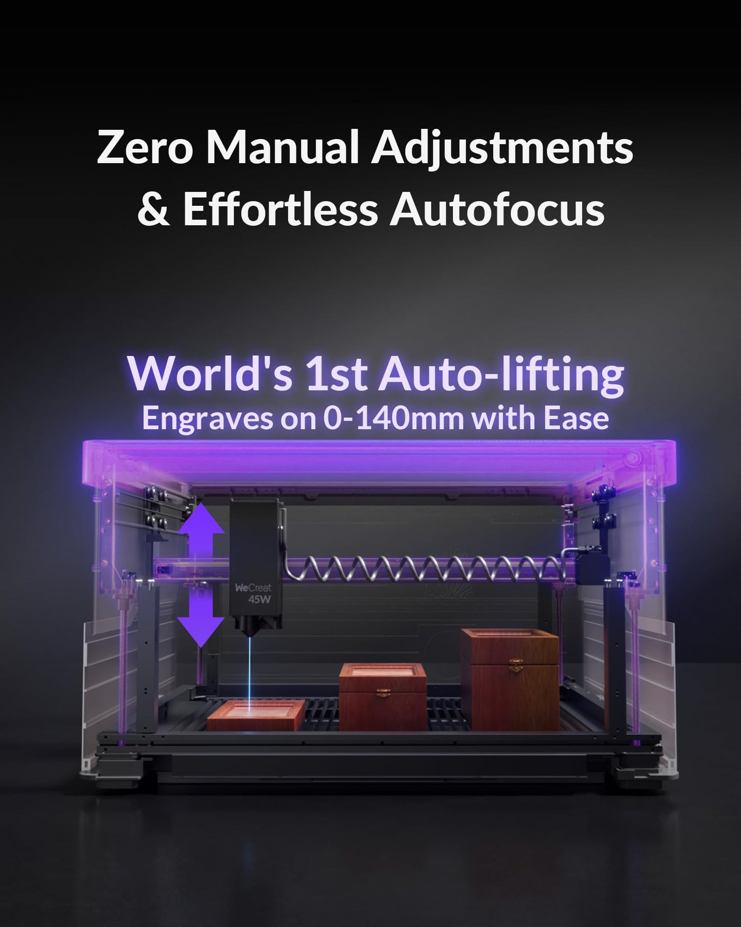 WECREAT Vision Pro 45W Laser Engraver with Rotary Pro, HD Camera & Auto-Lifting, Laser Cutter Cuts 1” Wood, Full Enclosure Laser Engraving Machine for Tumblers Metal, Wood, Acrylic, Leather etc