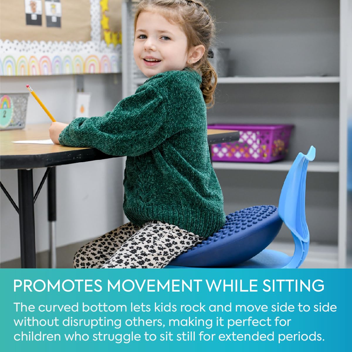 Bouncyband Balance Cushion Sensory Seat, Blue – Portable Sensory Cushion Promotes Active Learning and Improves Focus in the Classroom or at Home – 13.5” Cushion Seat Supports Up To 300lbs