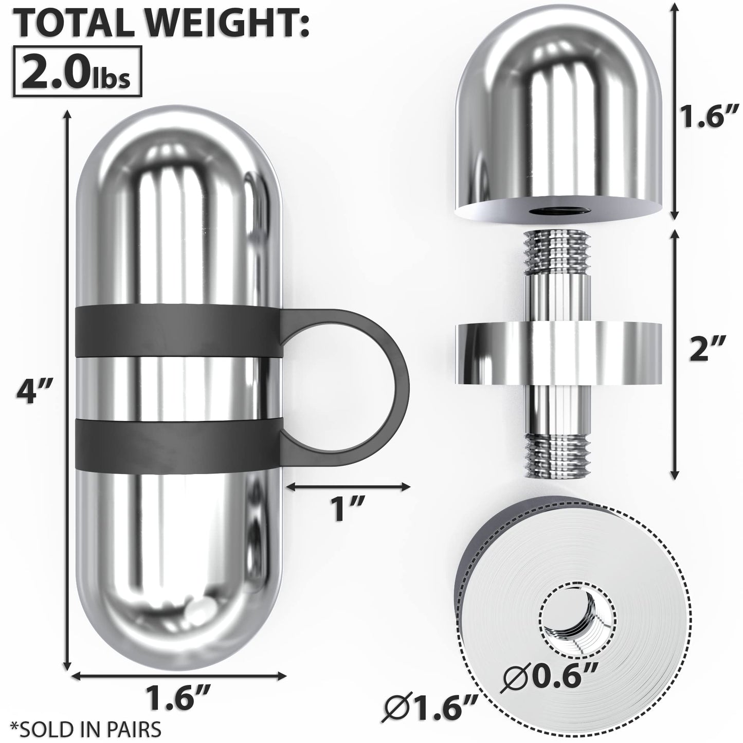 Synergee 4lb Set Cardio Hand Weights. Stainless Steel Hand Weights. Dumbbell Set.