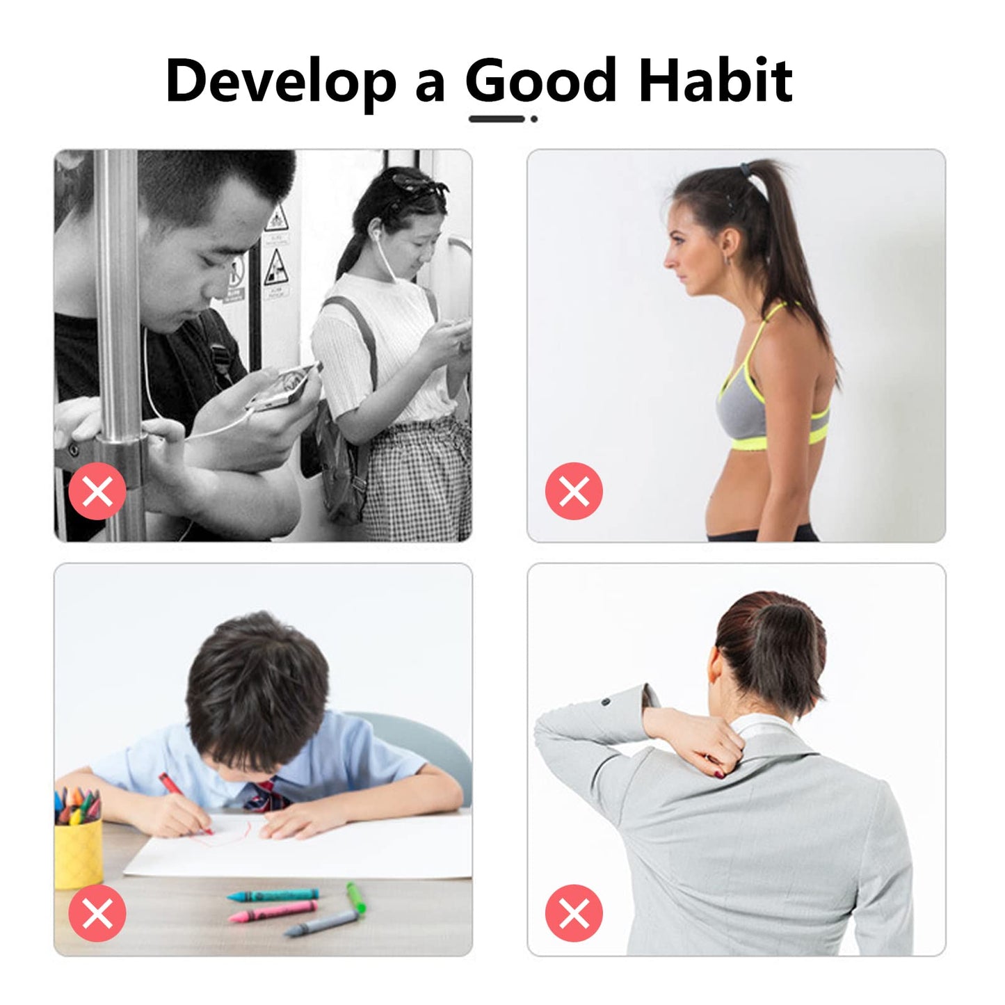 Smart Posture Corrector, Upper Back Brace with Vibration Intelligent Posture Reminder, Posture Trainer for Women/Kids/Men, Prevent Humpback, Help to Keep Right Posture to Develop a Good Habit (Gray)