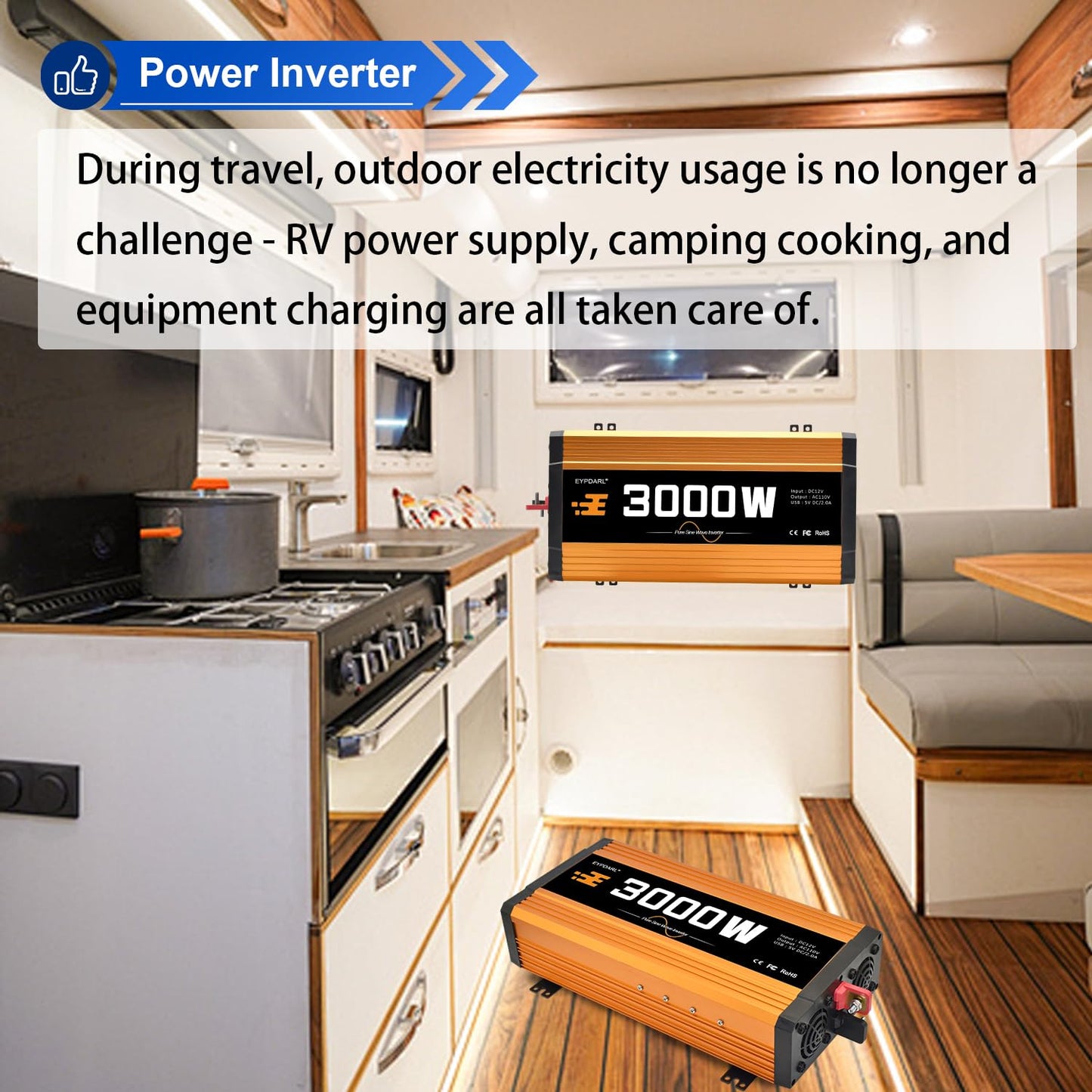 3000 watt Power Inverter Pure sine Wave 3000W 12v to 110v for car Vehicles Truck Camping Solar Panel Power Converter with Clamps and Remote car Power inverters 3000W