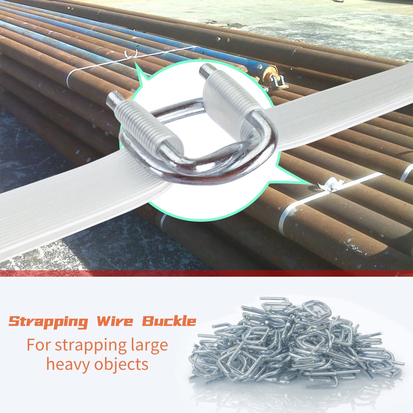 VETAKING Heavy Duty Reusable Buckles with Anti-Slip Coating Sturdy Metal Wire and High Holding Power 100pcs /200pcs Metal Buckles for Plastic Strapping - 3/4'' Strap Width Woven Cord Strapping (100)