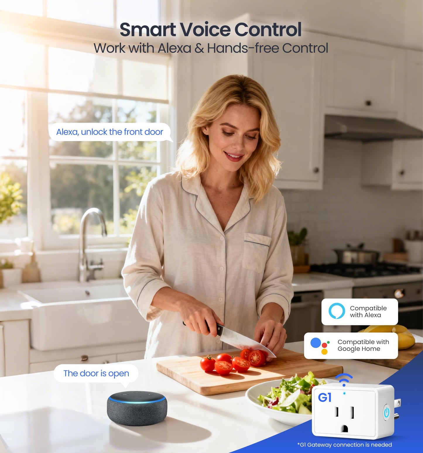 Veise VE017-K Fingerprint Smart Lock with 2 Knobs, App Control, Keyless Entry Front Door Lock Set, Electronic Touchscreen Keypad Deadbolt, Emergency Power Port, Easy Install, Auto-Lock, Matte Black