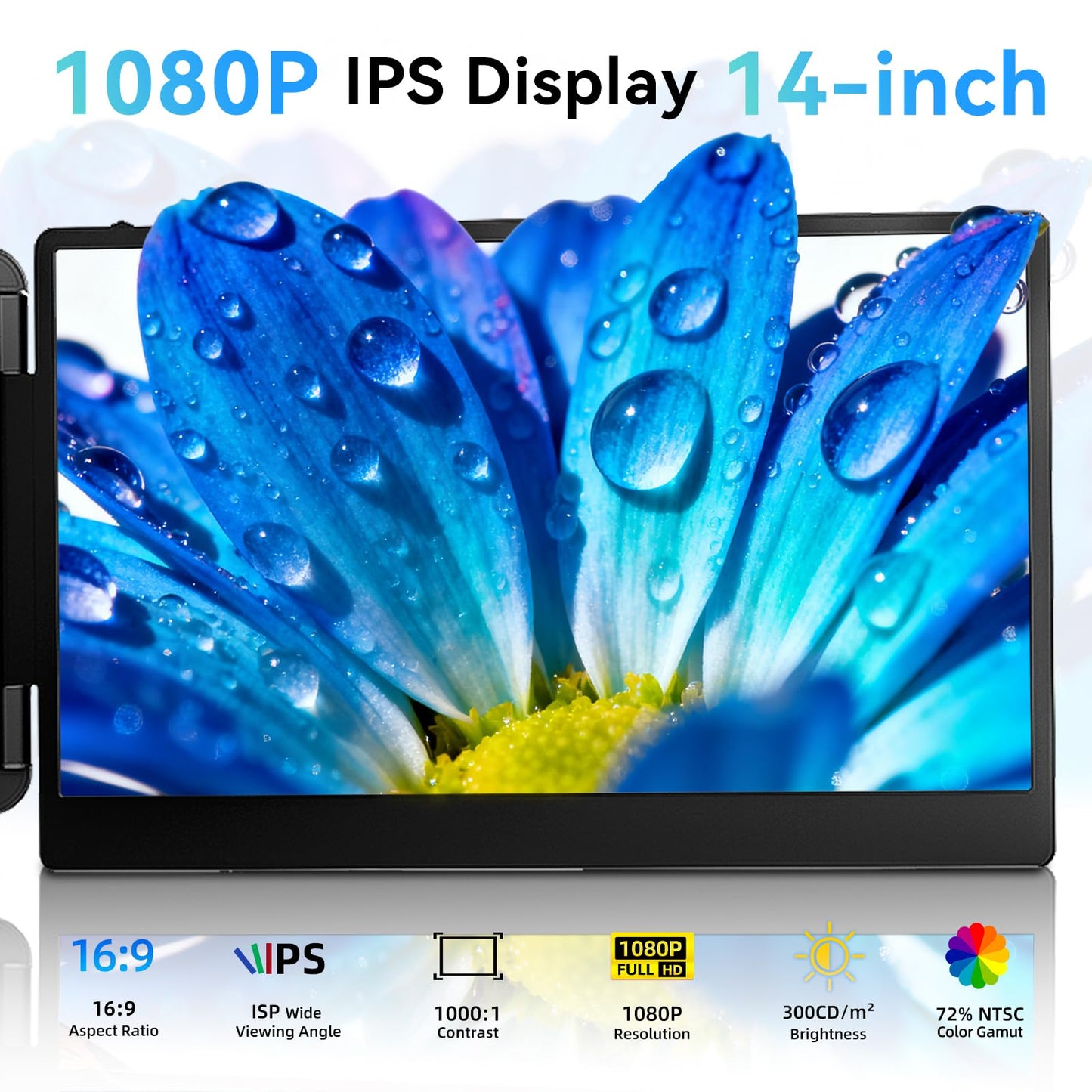 Laptop Screen Extender, 14” Portable Moniter for Laptop, 1080P FHD Dual Monitor for 13"-17" Laptops, Second Extended Computer Monitor for Travel Work, Compatible with Windows Mac Android Switch PS