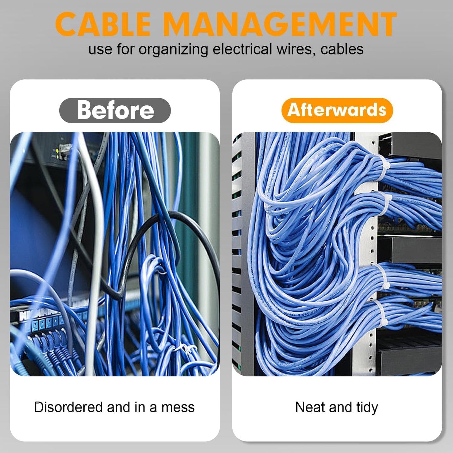 1200pcs 12 Inch, 50lb Zip Ties, RAZCC Cable Zip Ties Heavy Duty White Plastic Wire Ties with Tensile Strength