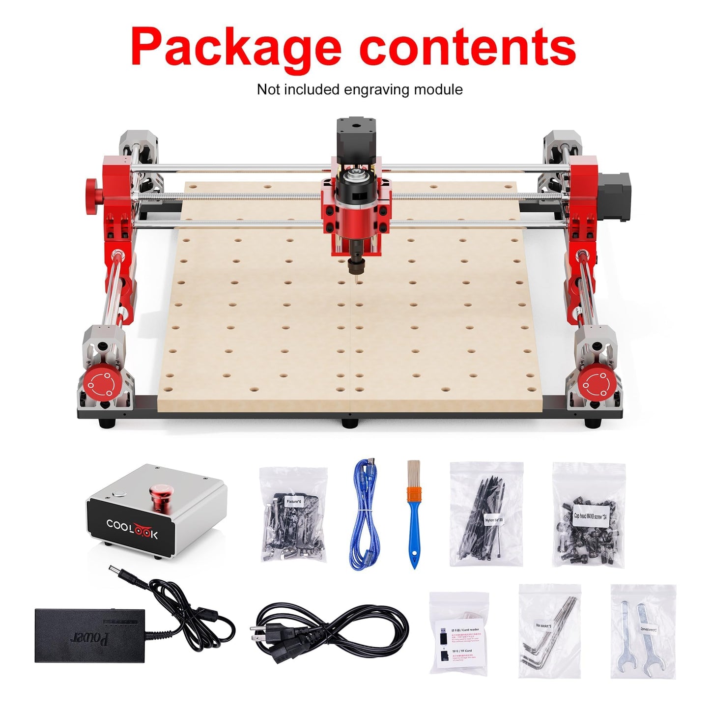 CNC400 Woodworking Engraver Desktop CNC Router 400x400mm CNC Router Machine for Wood, Acrylic, Carbon Fiber, 50mm Depth, 0.05mm Precision, GRBL Control