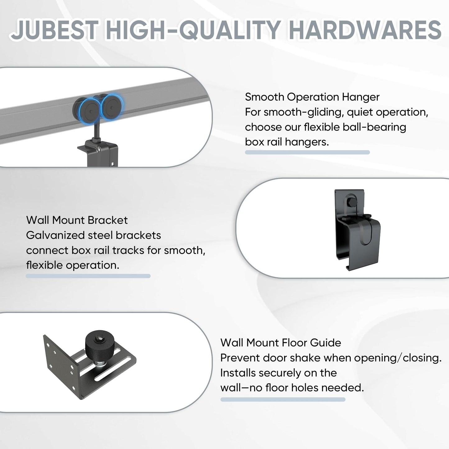 JUBEST 10FT Box Rail Exterior Barn Door Hardware Kit, Heavy Duty Sliding Door Track Kit Wall Mount Door Hardware Kit for Two Doors System(Doors Not Included), Black