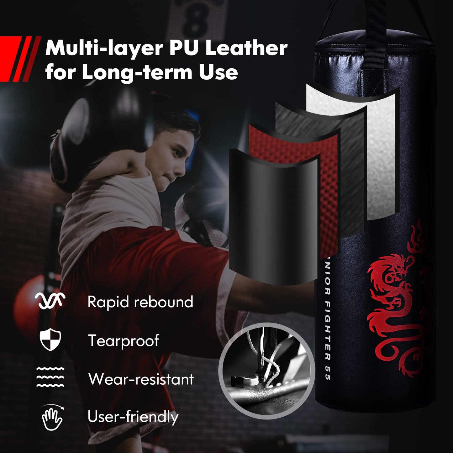 Goplus Punching Bag Set with Gloves, 22LBS/ 40LBS Filled Kick Boxing Bag, Rucksack, Jump Rope, Firm Hook, Heavy Bag for Adults MMA Training, Muay Thai, Krav MAGA, Taekwondo, Karate
