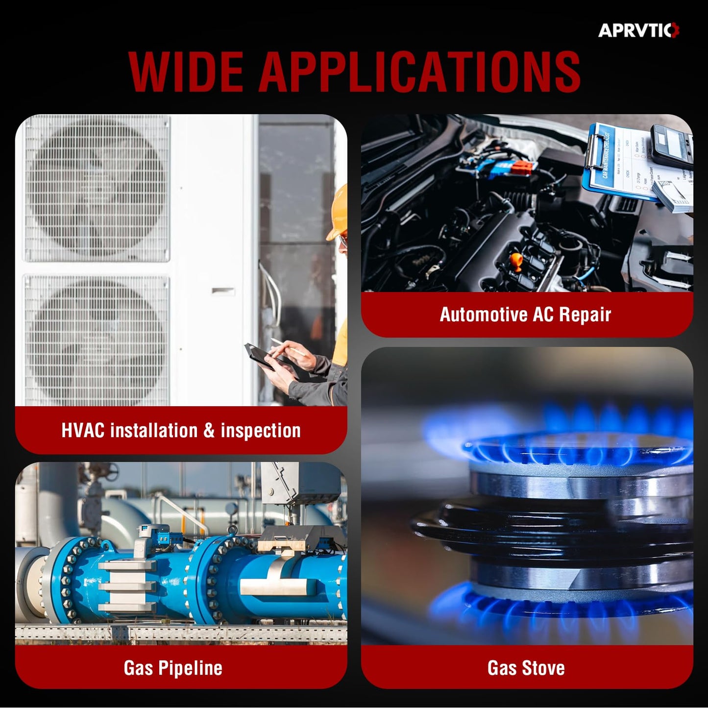 Refrigerant Leak Detector, Aprvtio ALD-200 3-in-1 Freon Leak Detector Tester A3 A2L A1 Refrigerants Compatible, Rechargeable, Multipule Alarm, Heated Diode Sensor for HVAC R32 R454B R410A R134A R290