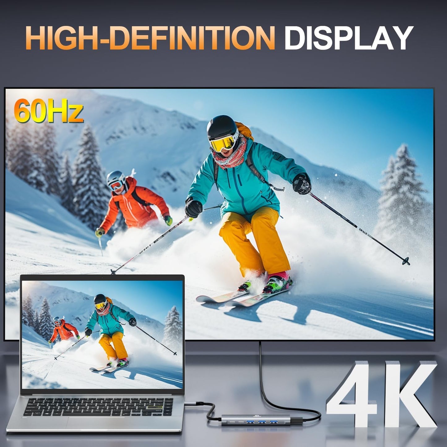 WWLSV 8 1 4K@60Hz 3.0/PD USB C Hub Multiport Adapter for MacBook/Dell/HP/Lenovo, in Laptop Docking Station with HDMI