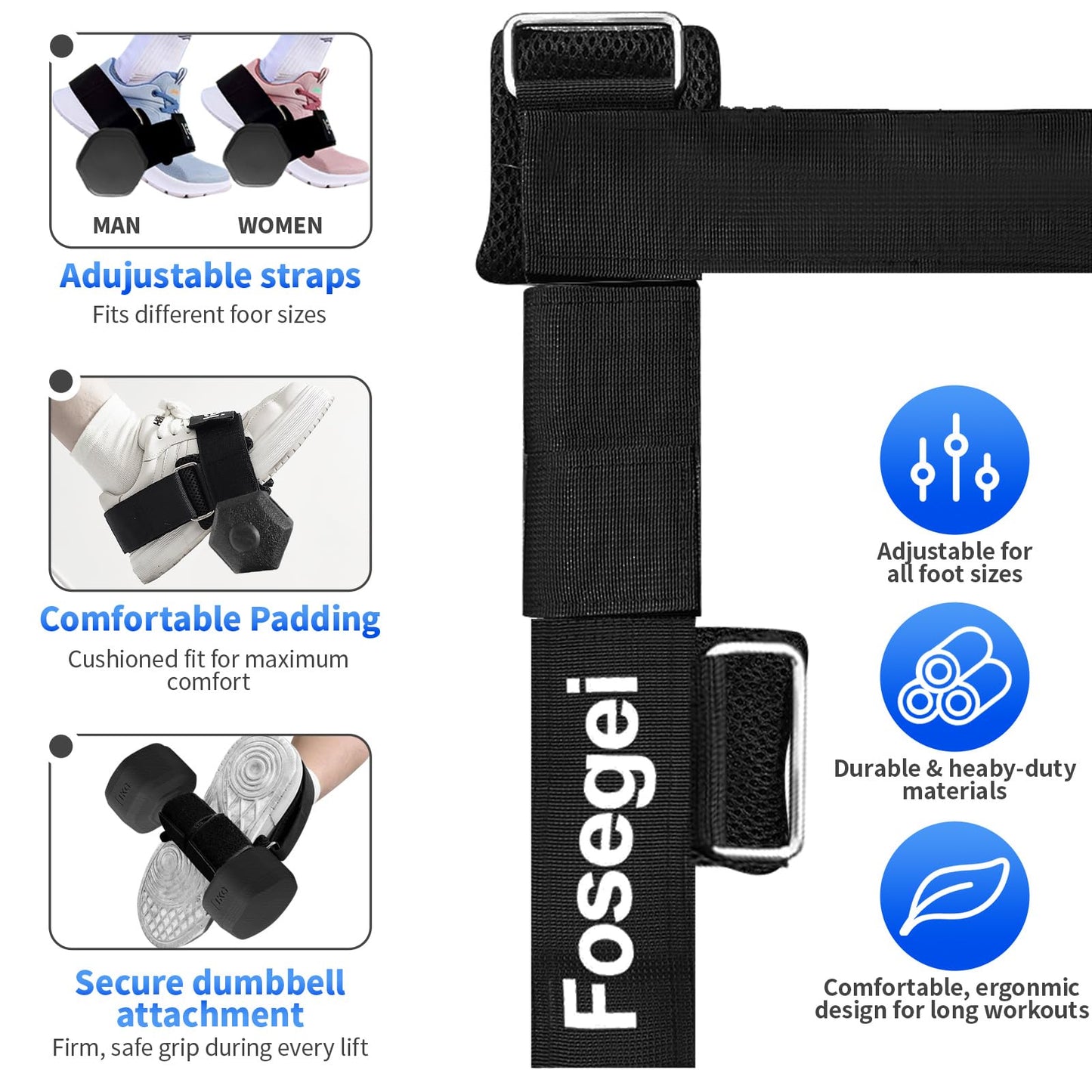 Dumbbell Foot Attachment for Leg Workout, Extension Monkey Foot Dumbbell Attachment Straps for Gym Trainer and Beginners Ankle Strap for Fitness Training