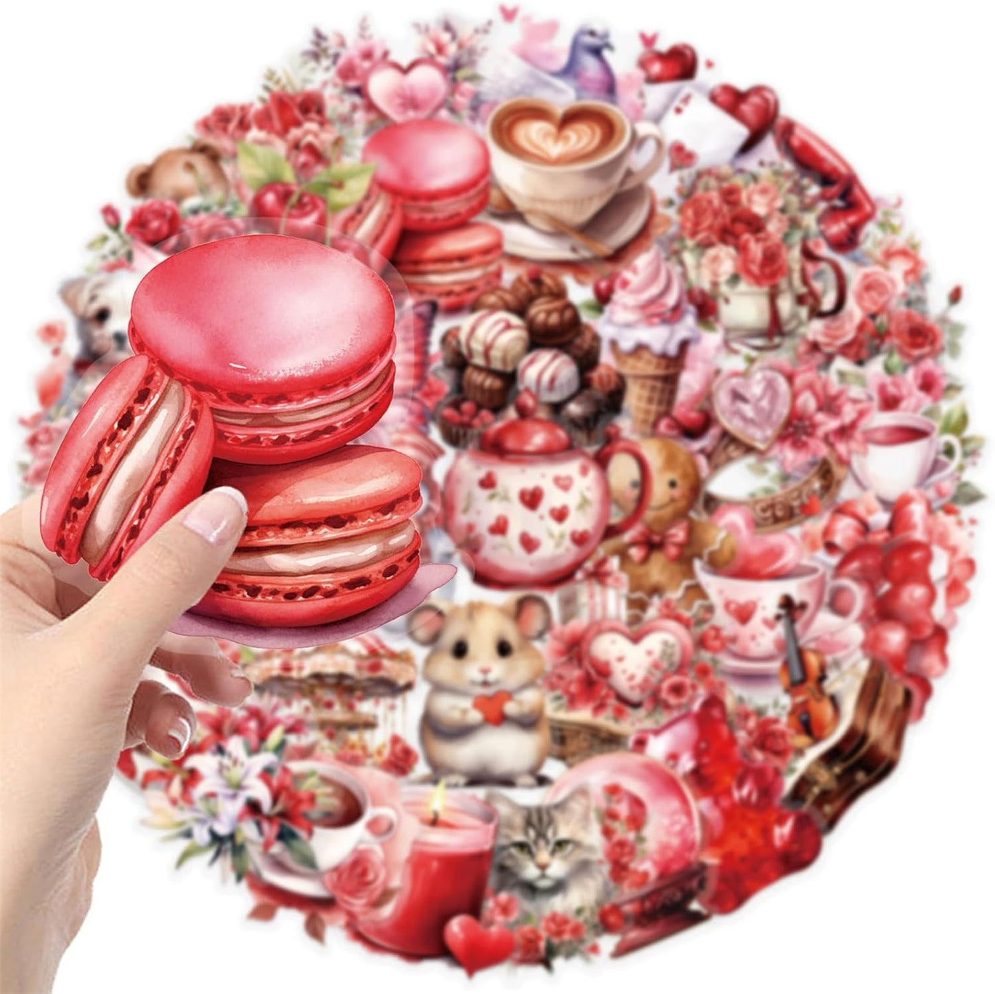 SVGDHZK 50pcs Album Valentine's Day Transparent PET Stickers Vintage Valentine Stickers Sweet Confession Sticker