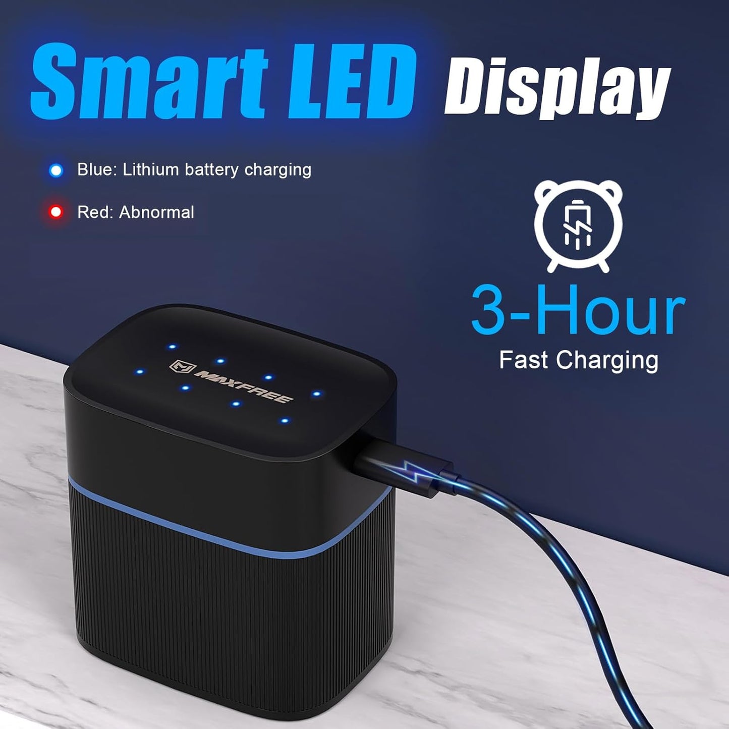 Maxfree 4 4 8-Pack 1.5V Rechargeable AAA and AA Batteries Lithium with Charger, Long Lasting Triple A Double A