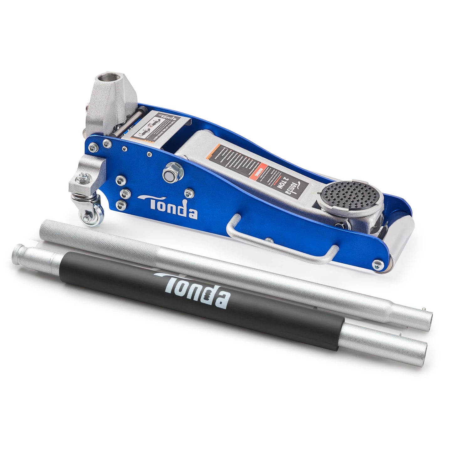 TONDA Floor Jack, Low Profile 2 Ton Hydraulic Aluminum and Steel Car Jack with Dual Pump System, Rapid Lift, Blue