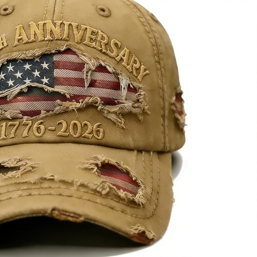 250 Anniversary USA Hat - Ripped Denim Baseball Cap for Men & Women | 250th Celebration Merchandise