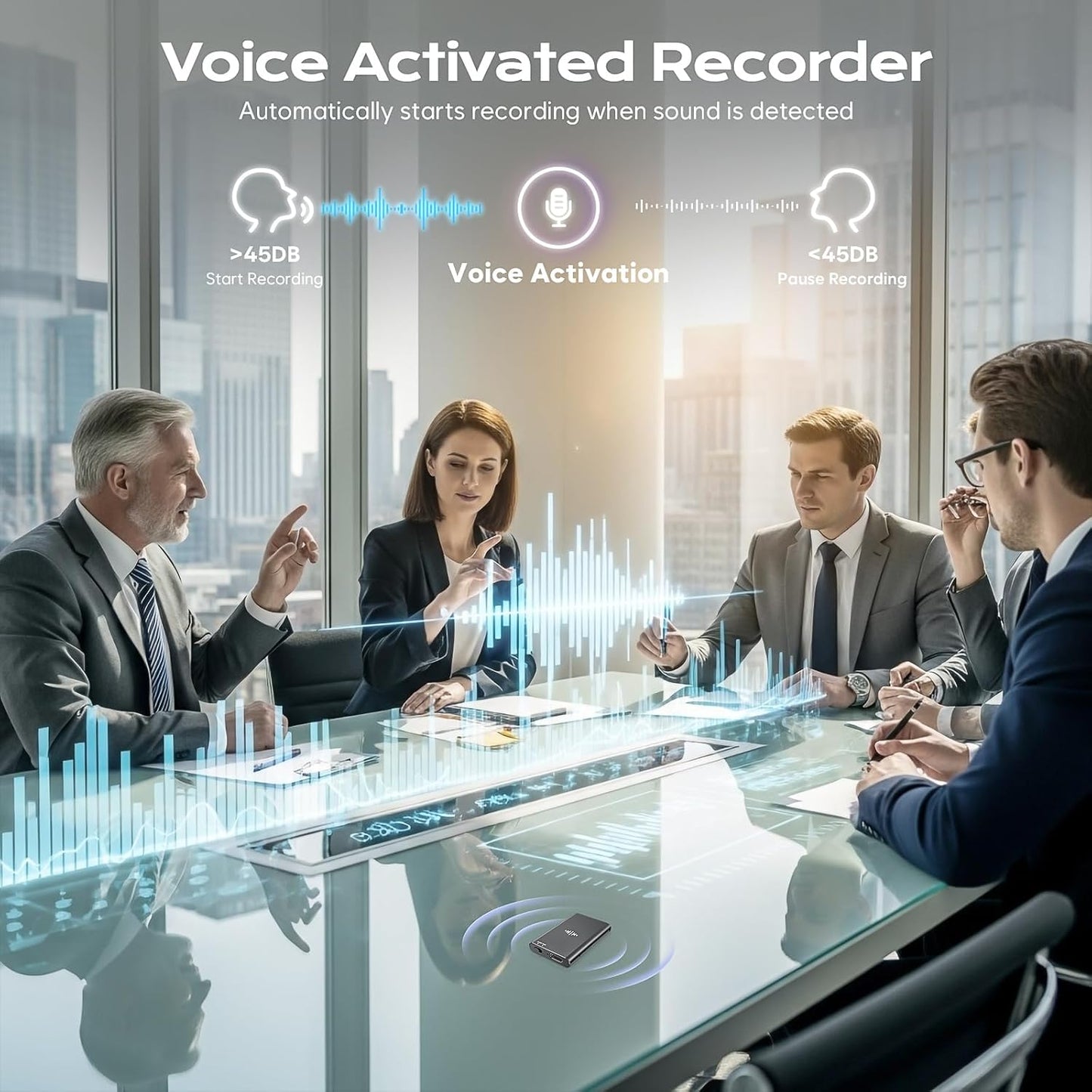 Lymorvex 16GB 4800 Magnetic Voice Recorder - Voice Activated Recorder AI-Intelligent Noise Reduction, Hours Recording
