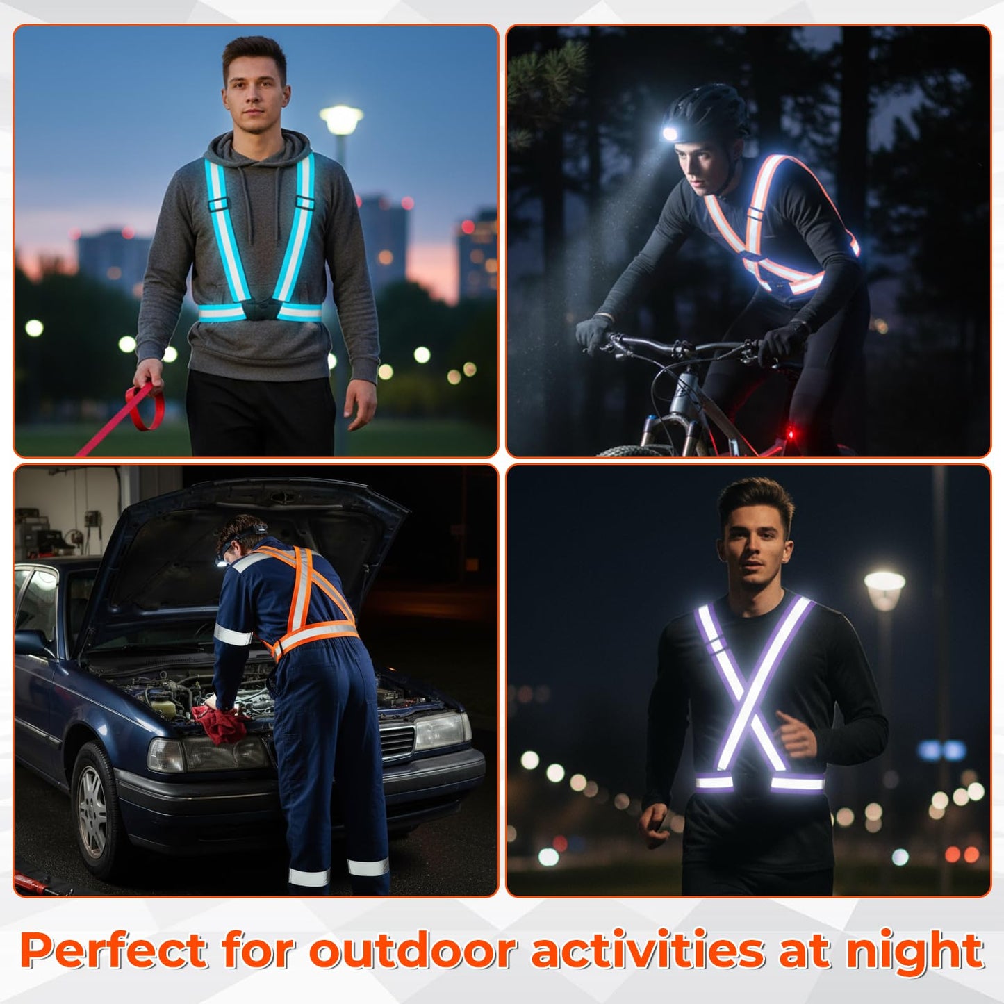 IANFAN 20 Pcs Reflective Vest Running Gear, High Visible Multicolor Adjustable Reflective Vest Elastic Bright Neon Lightweight Safety Straps for Men Women Night Walking Running Cycling Jogging
