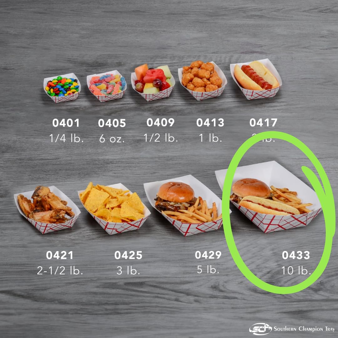 Southern Champion Tray 0433 #1000 Southland Paperboard Red Check Food Tray, 10 lb Capacity (Case of 250)