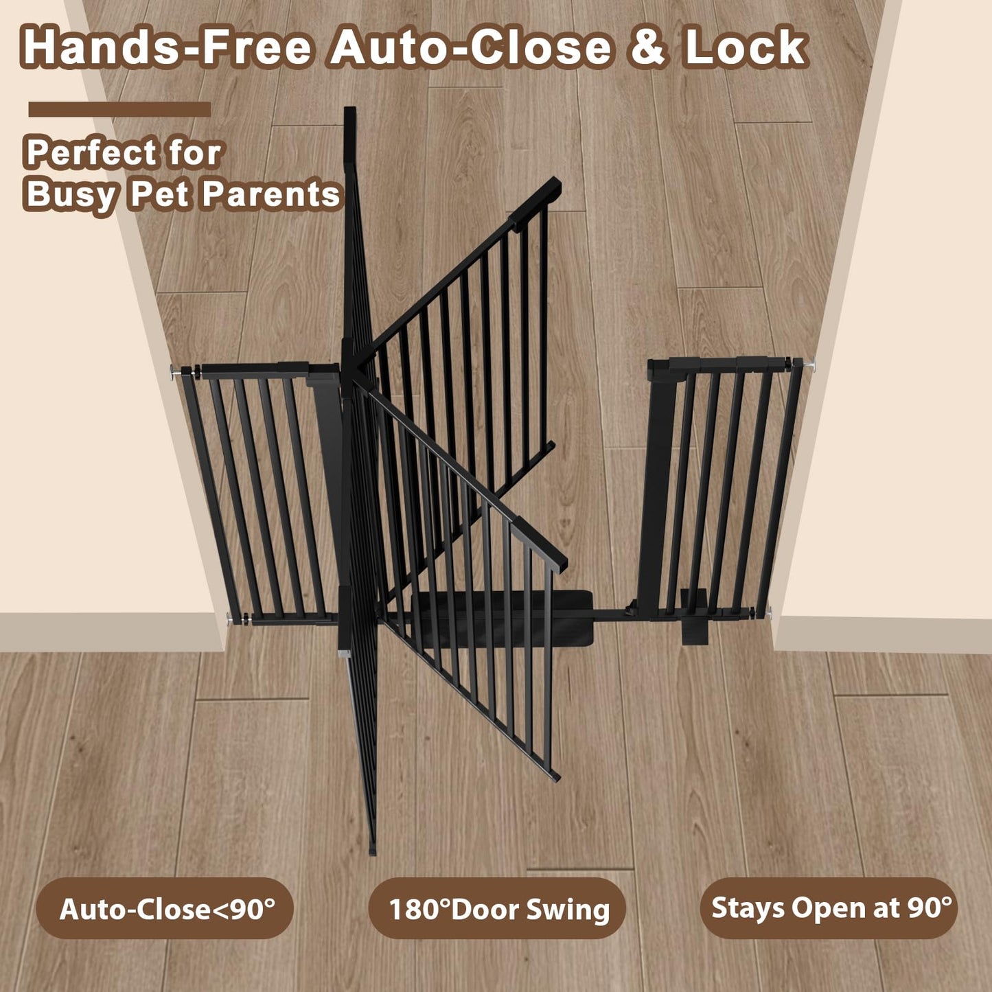 Amibud 41" Extra Tall Baby Gate for Big Dog No Jumping Over,54.7-63.0" Wide Pet Safety Gate Indoor for Doorways No Drilling,Auto Close Child Puppy Gates for Stairways Pressure Mounted (Black)
