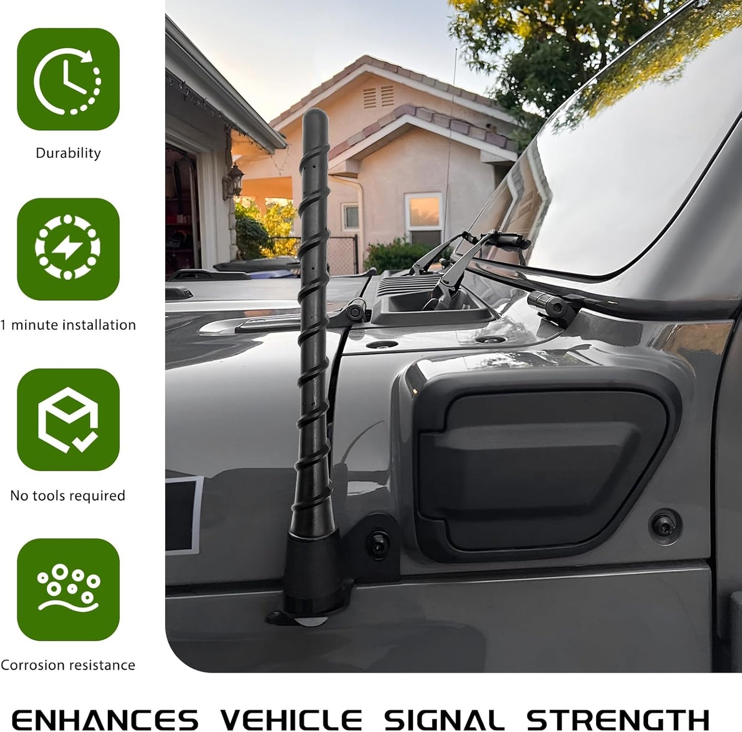 Fkewp 7 Inch Car Spiral Antenna, Waterproof PVC Rubber Antenna Mast with Screw Adapters, Flexible Auto Short Antenna