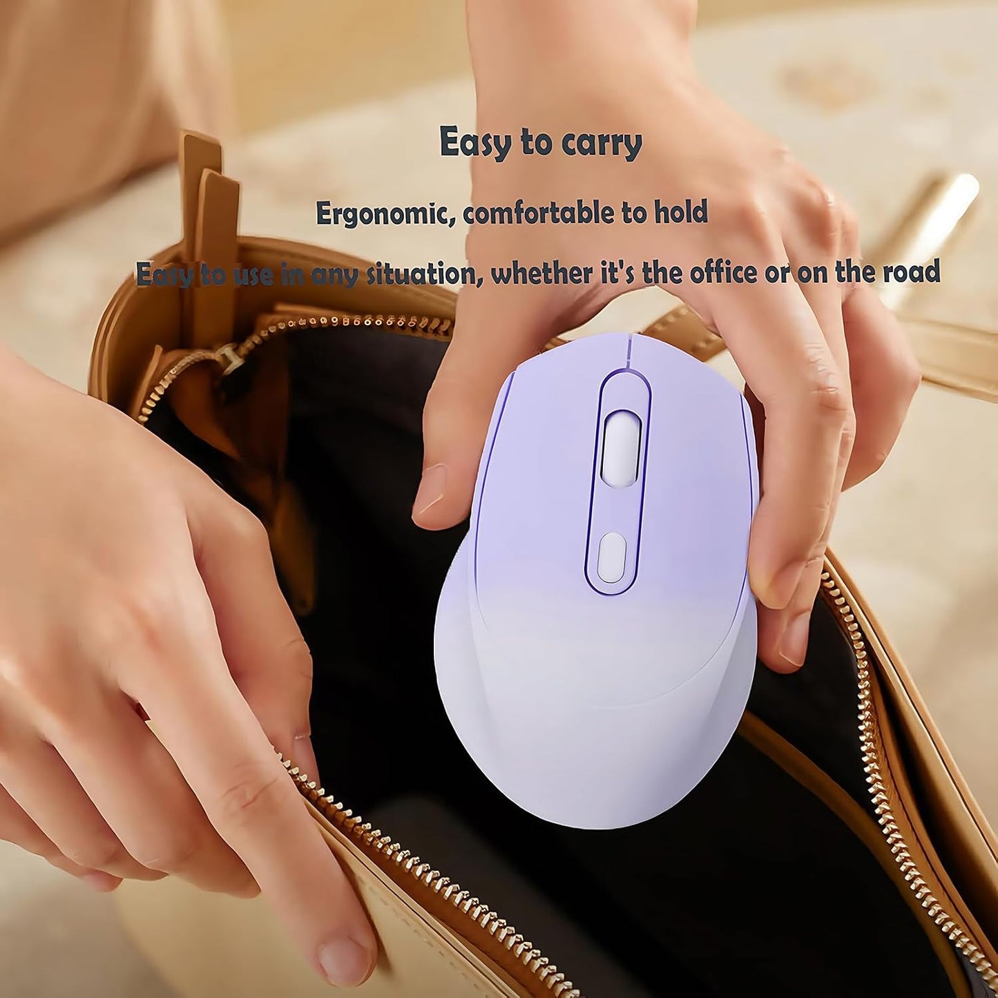 Yadojingcn 2.4G+BT 3 Wireless Gradient Color Rechargable Mouse Slim Silent Dual-Mode Portable Office Mouse with USB