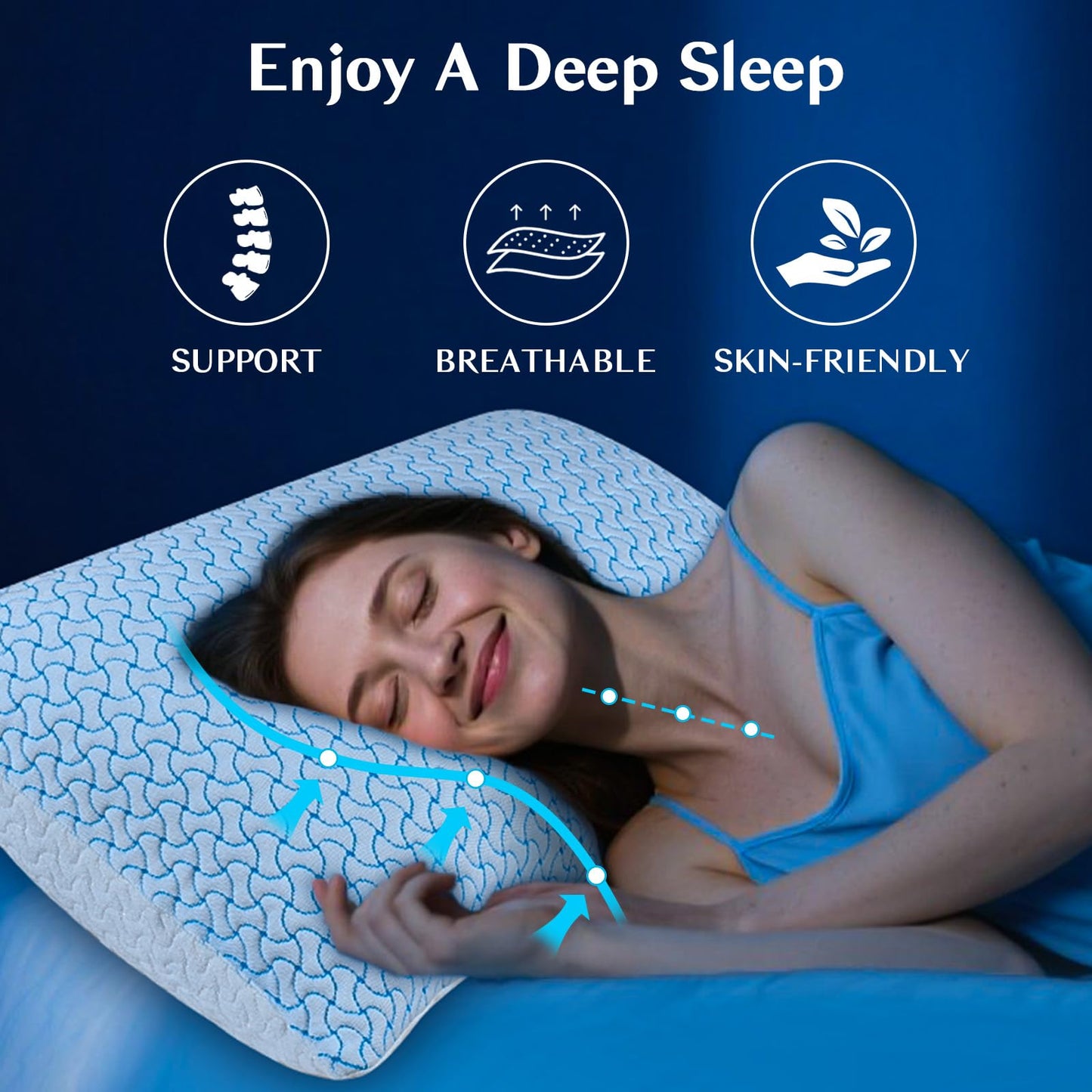 SUPA MODERN Shredded Memory Foam Pillows Queen Size Set of 2, Cooling Bed Pillow for Sleeping for Hot Sleepers, Adjustable Pilllows for Side Back and Stomach Sleepers, Neck & Shoulder Comfort Support