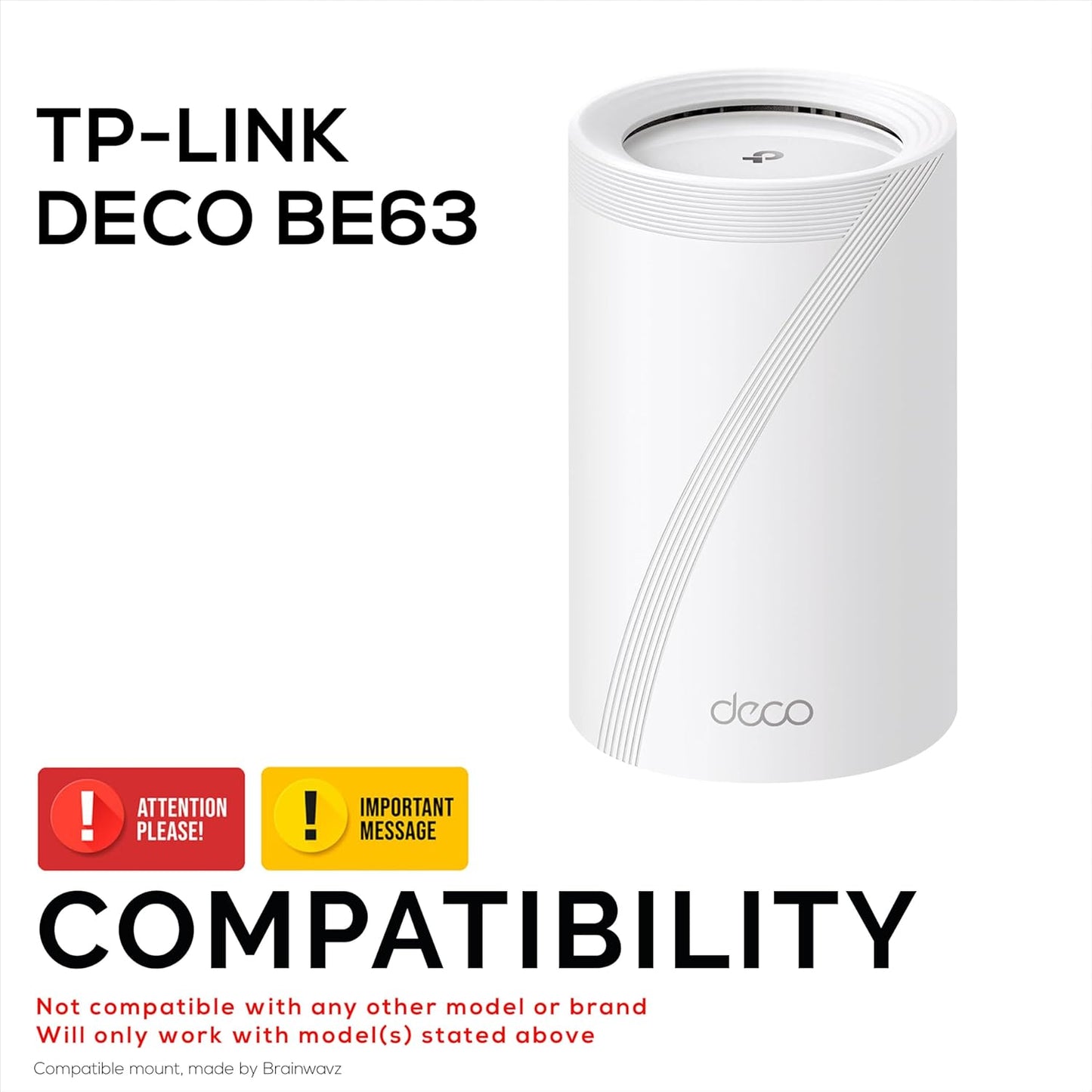 BE63 (BE1000) Adhesive Wall Mount for TP Link WiFi Mesh Router, Easy to Install Holder, Stick On & Screw in Mounting